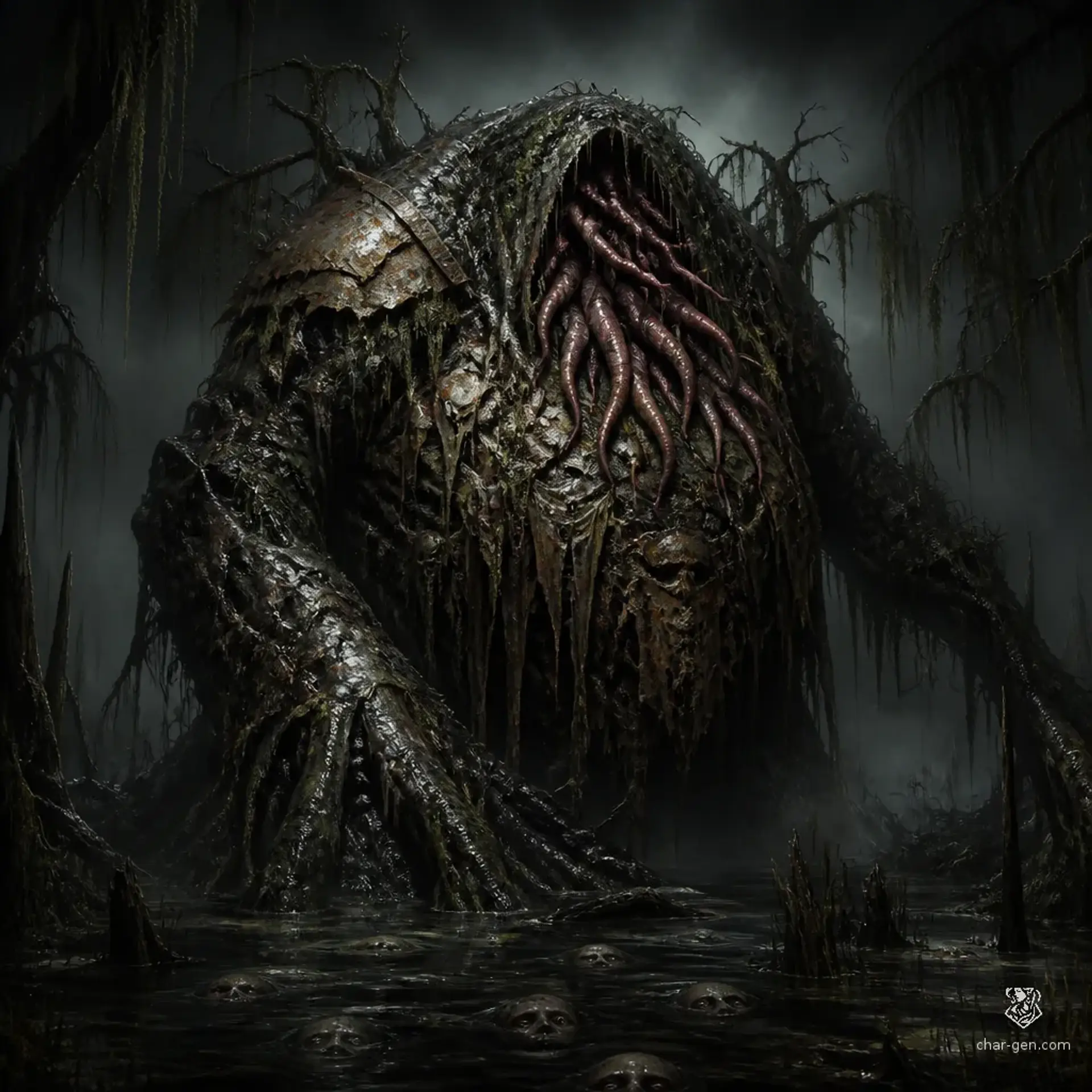 The Mire-Mouth Mourner - AI-generated fantasy Monster