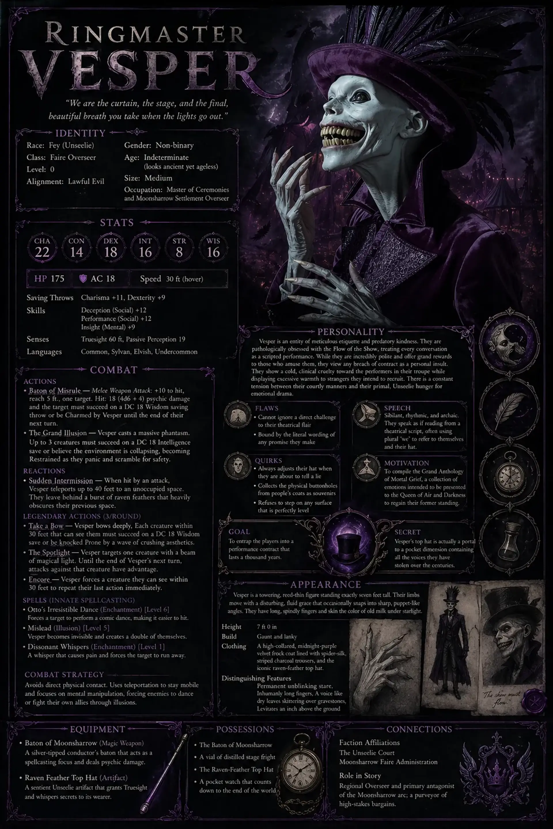 Ringmaster Vesper | Fantasy NPC Generated by CharGen