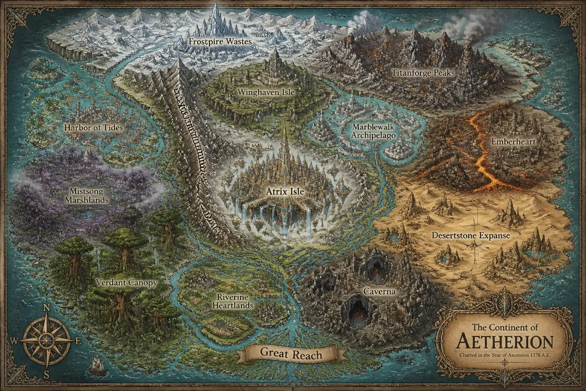 The Atrix Isles - AI-generated fantasy World