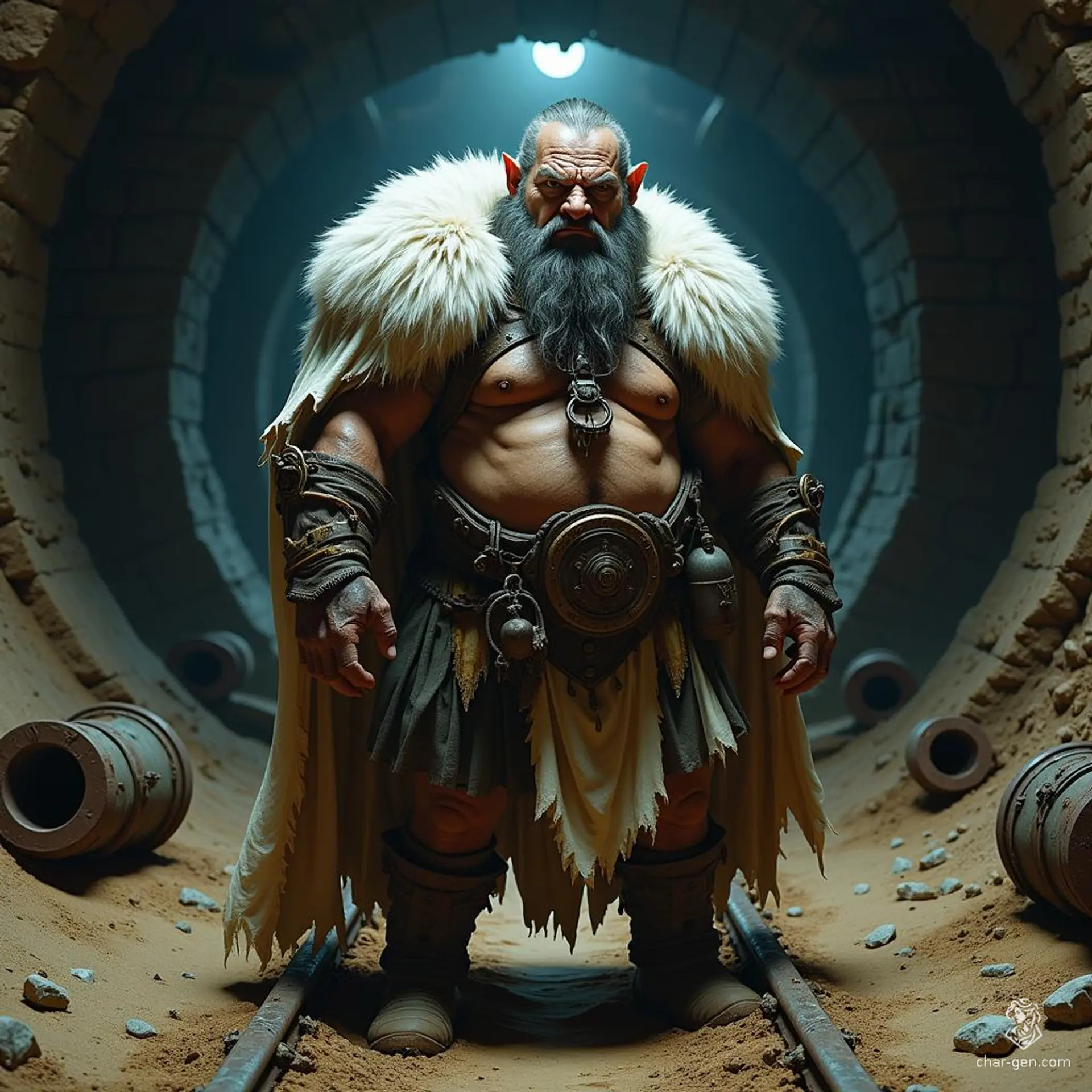Braxton, an imposing elderly barbarian chief, embodies raw strength and wisdom. His wild, rugged appearance is matched by a fierce spirit. Clad in simple villager attire with a striking white fur cloak, he commands respect and fear in equal measure, ruling his clan with a powerful, unyielding presence.