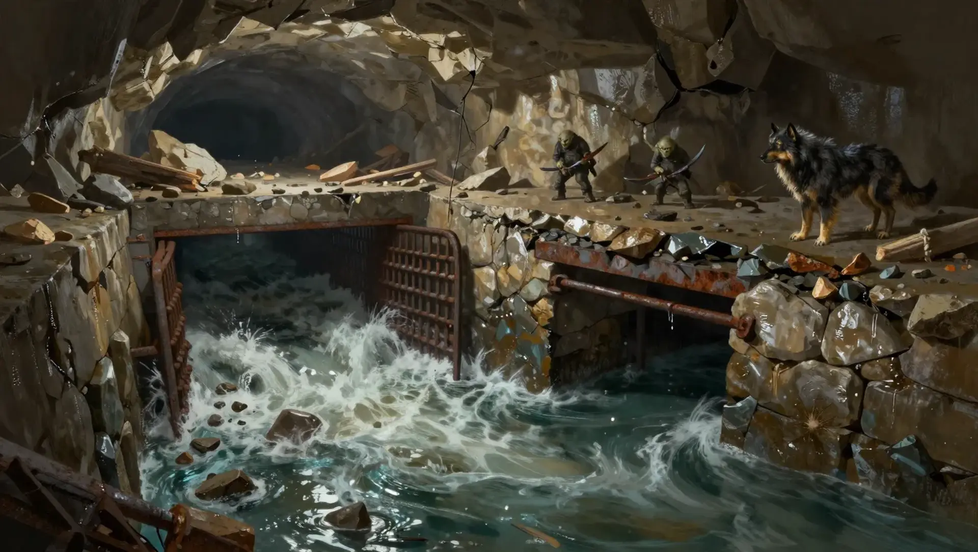 Get Out Before the Tunnel Collapses - AI-generated fantasy Encounter