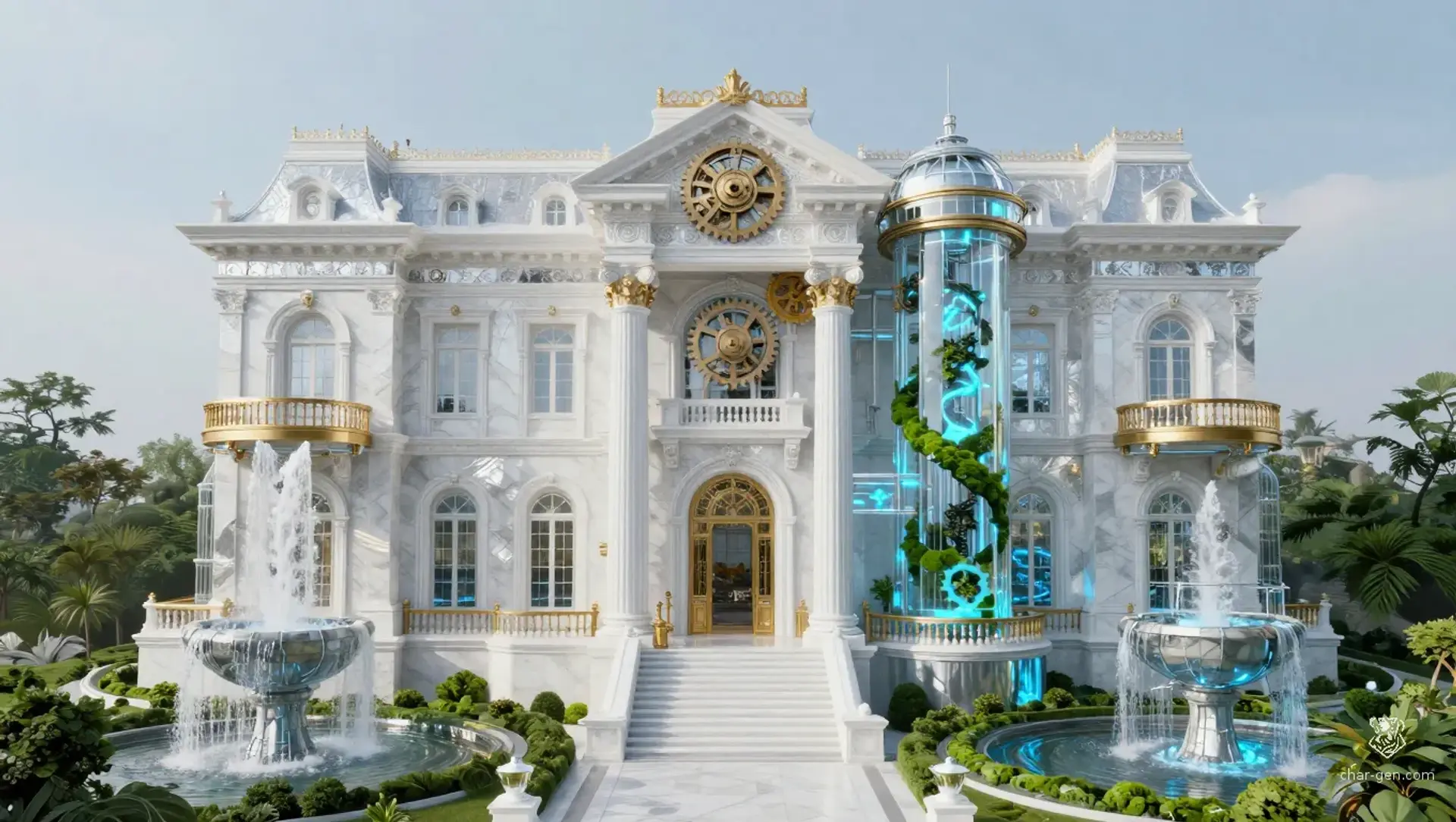 The Brass Terrace - AI-generated fantasy Building
