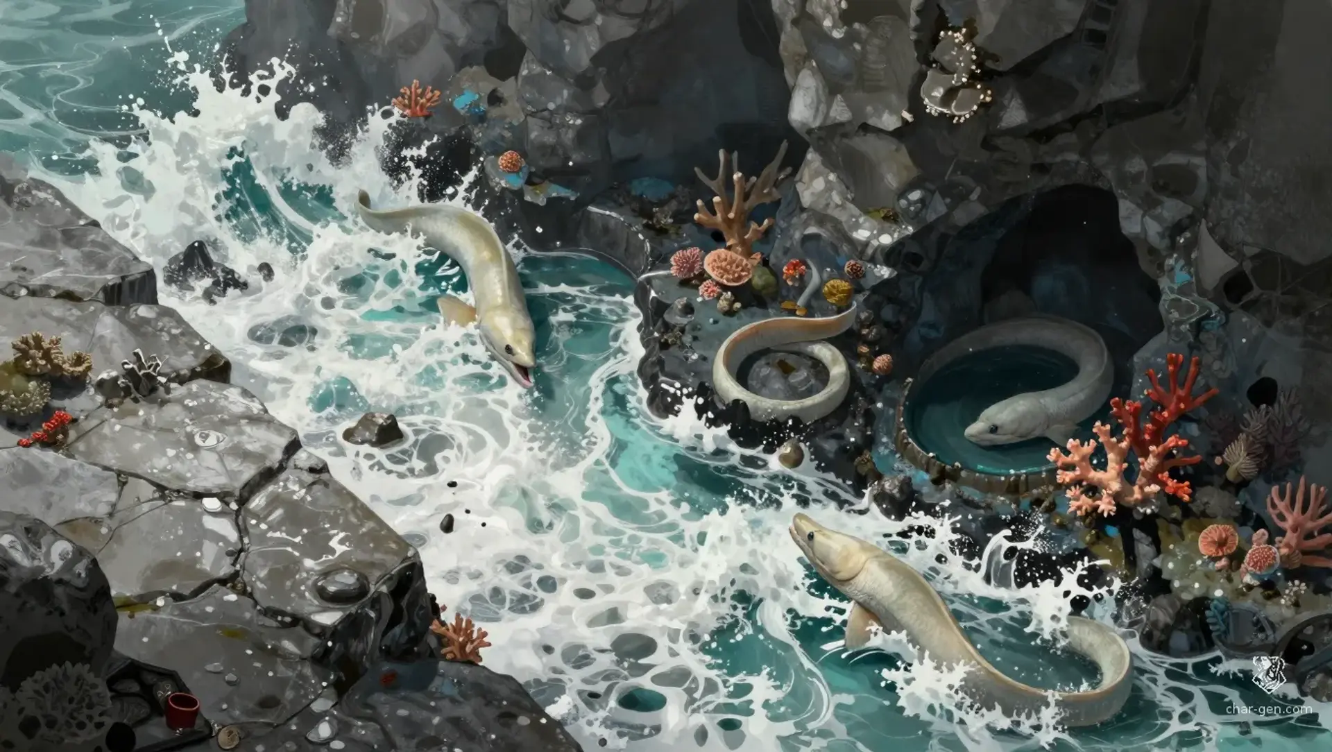 Cross the Reef Before the Tide Turns - AI-generated fantasy Encounter