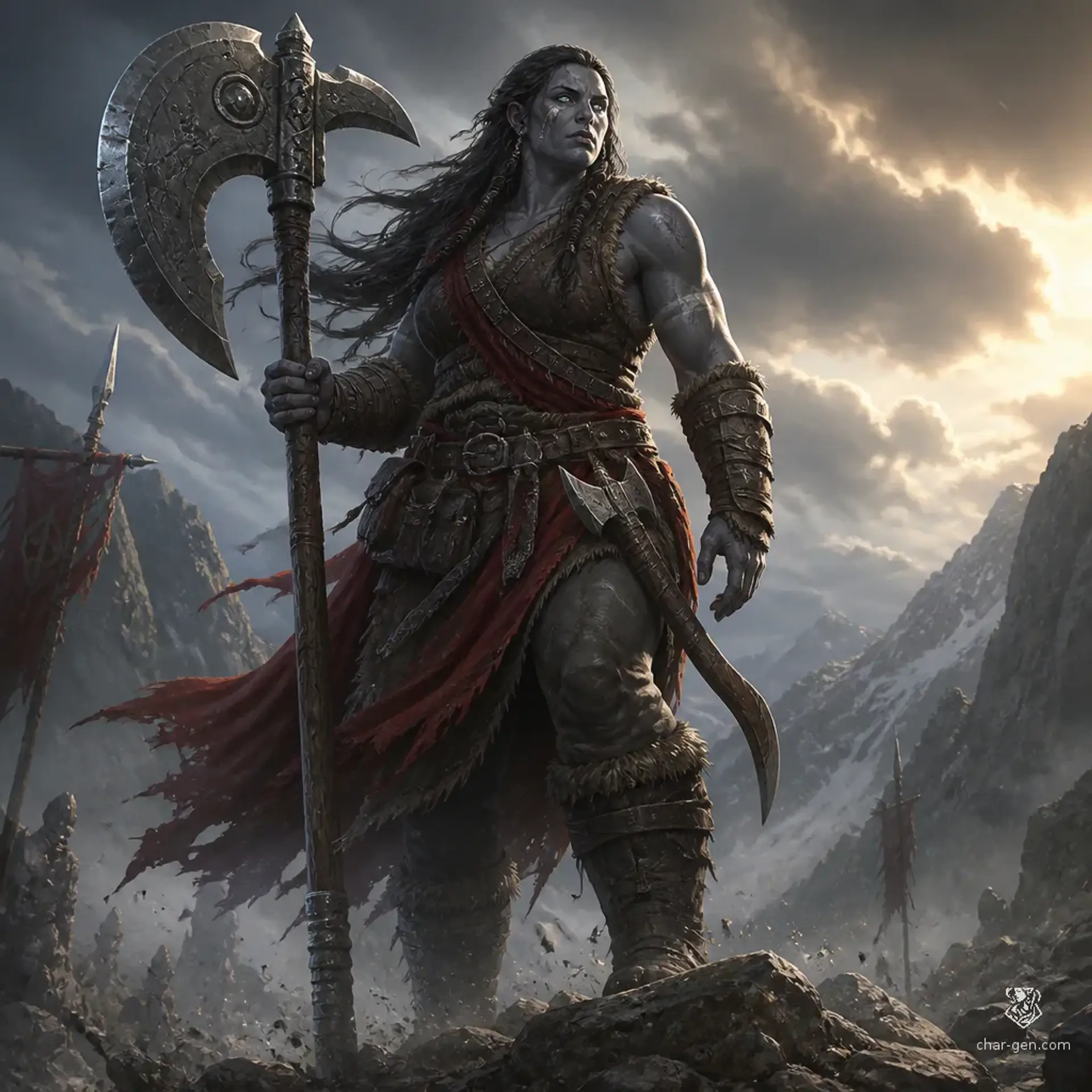 Varka Stone-Before-Thunder - AI-generated fantasy Character