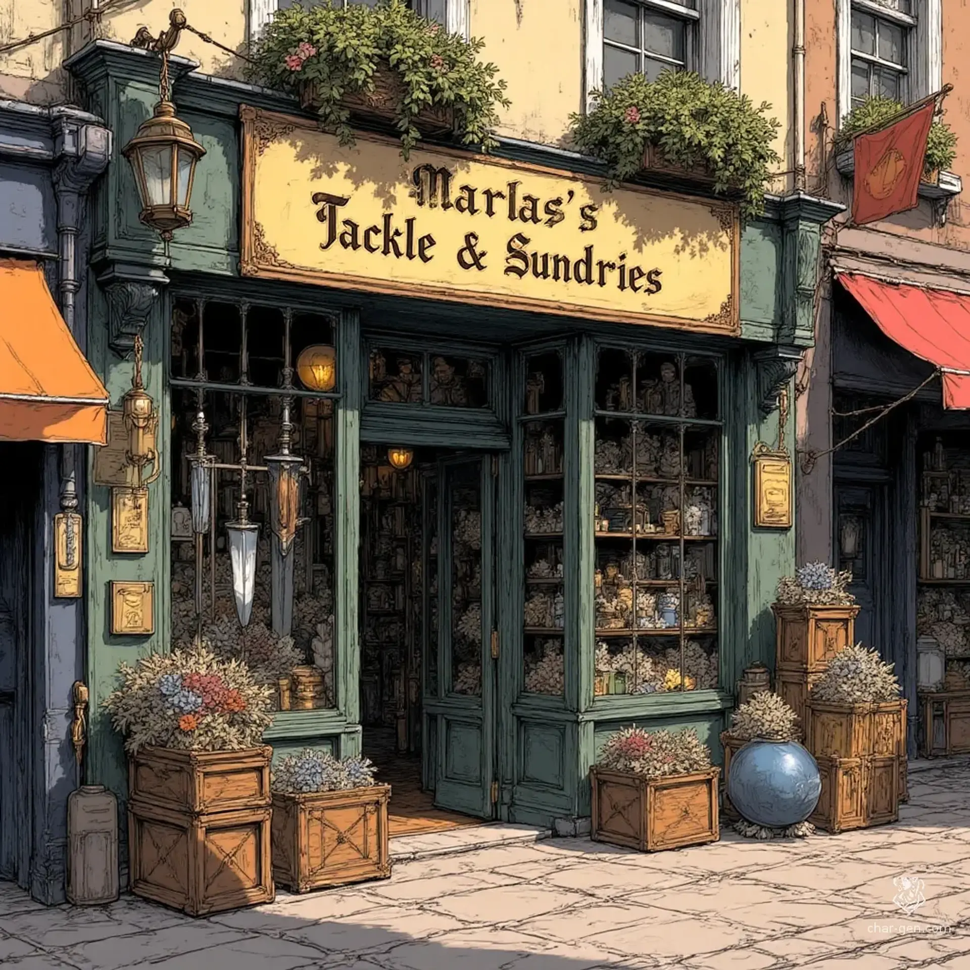 Marla's Tackle & Sundries - AI-generated fantasy Shop