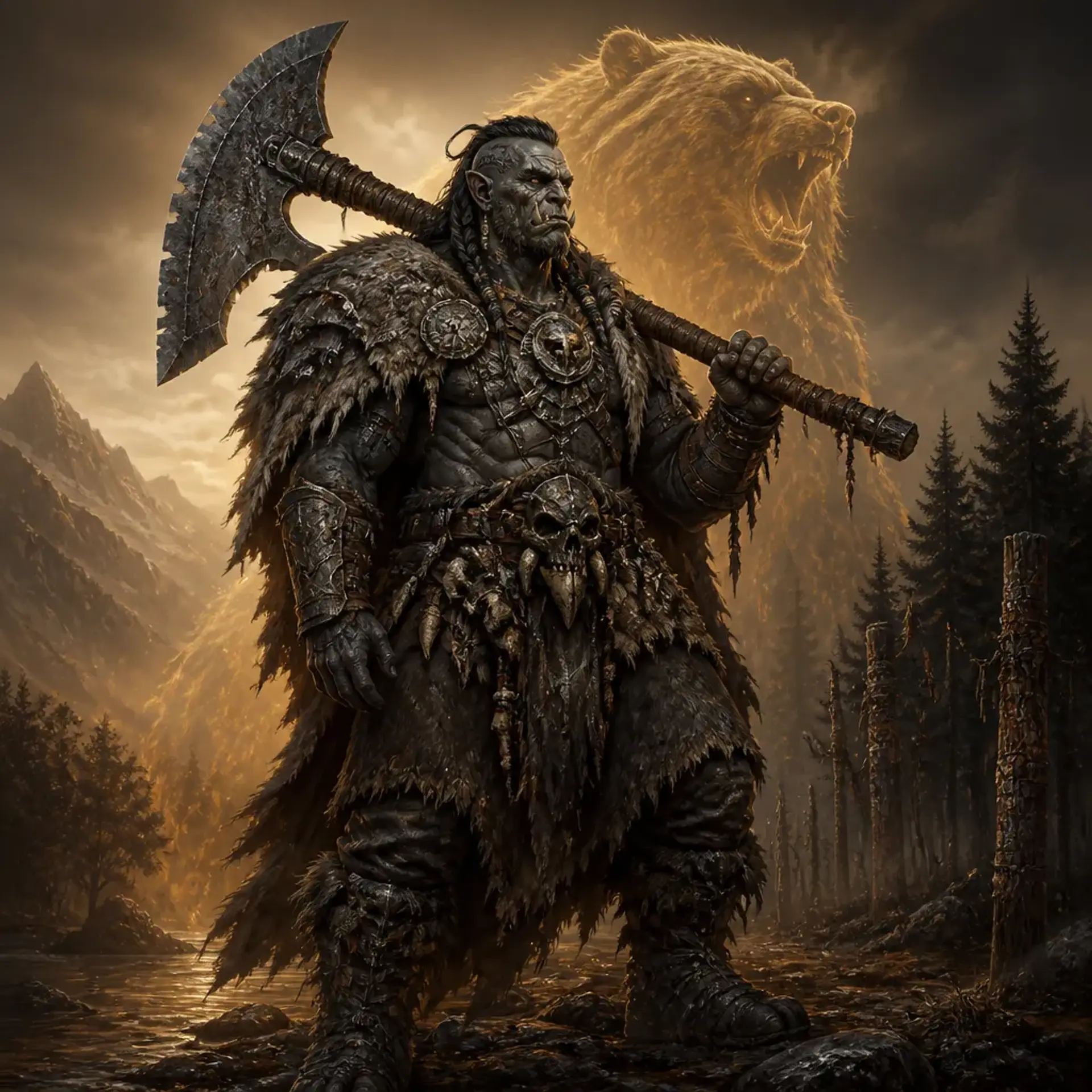 Korga Stonehowl - AI-generated fantasy Character