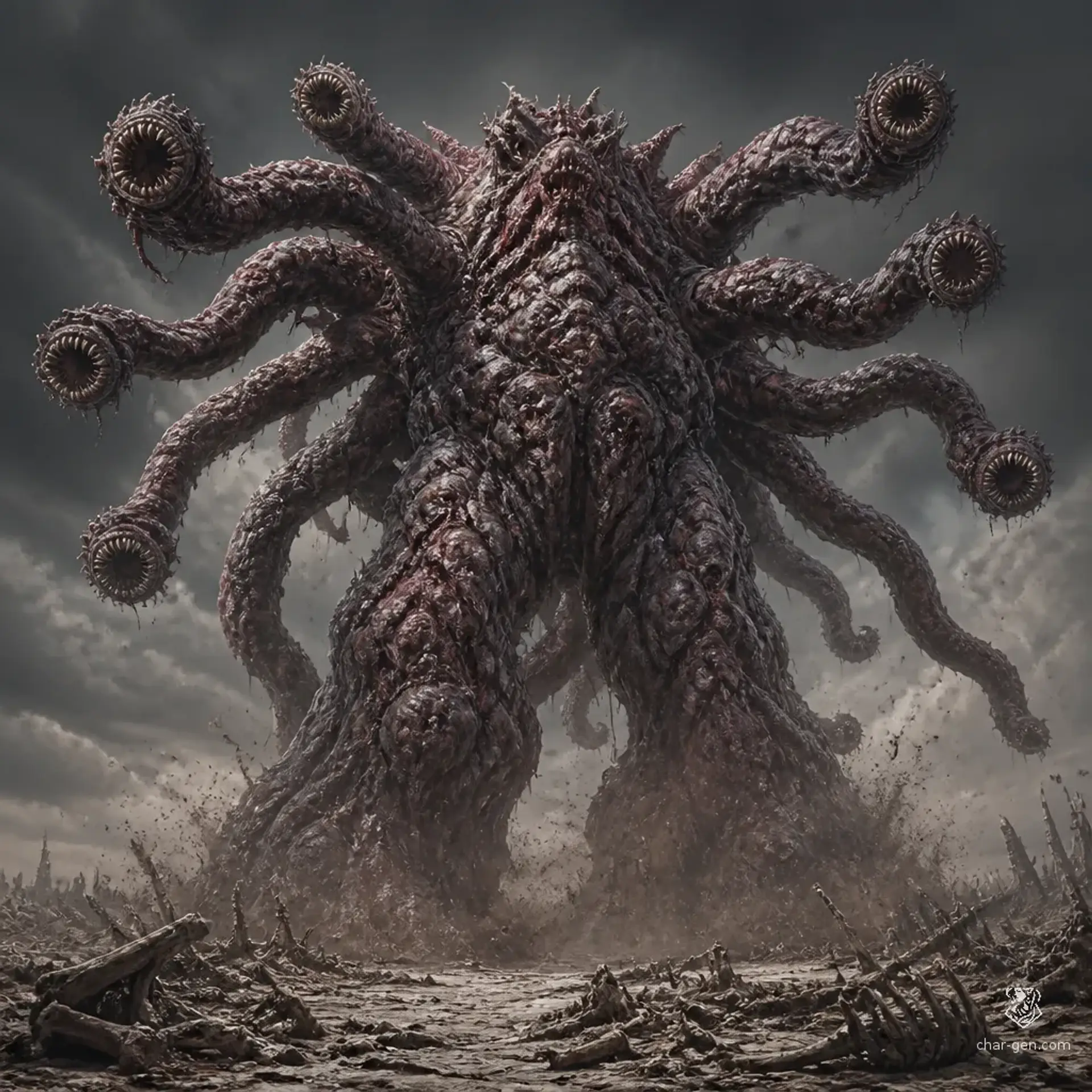 Thirteen-Tentacled Flesh Mound - AI-generated fantasy Monster