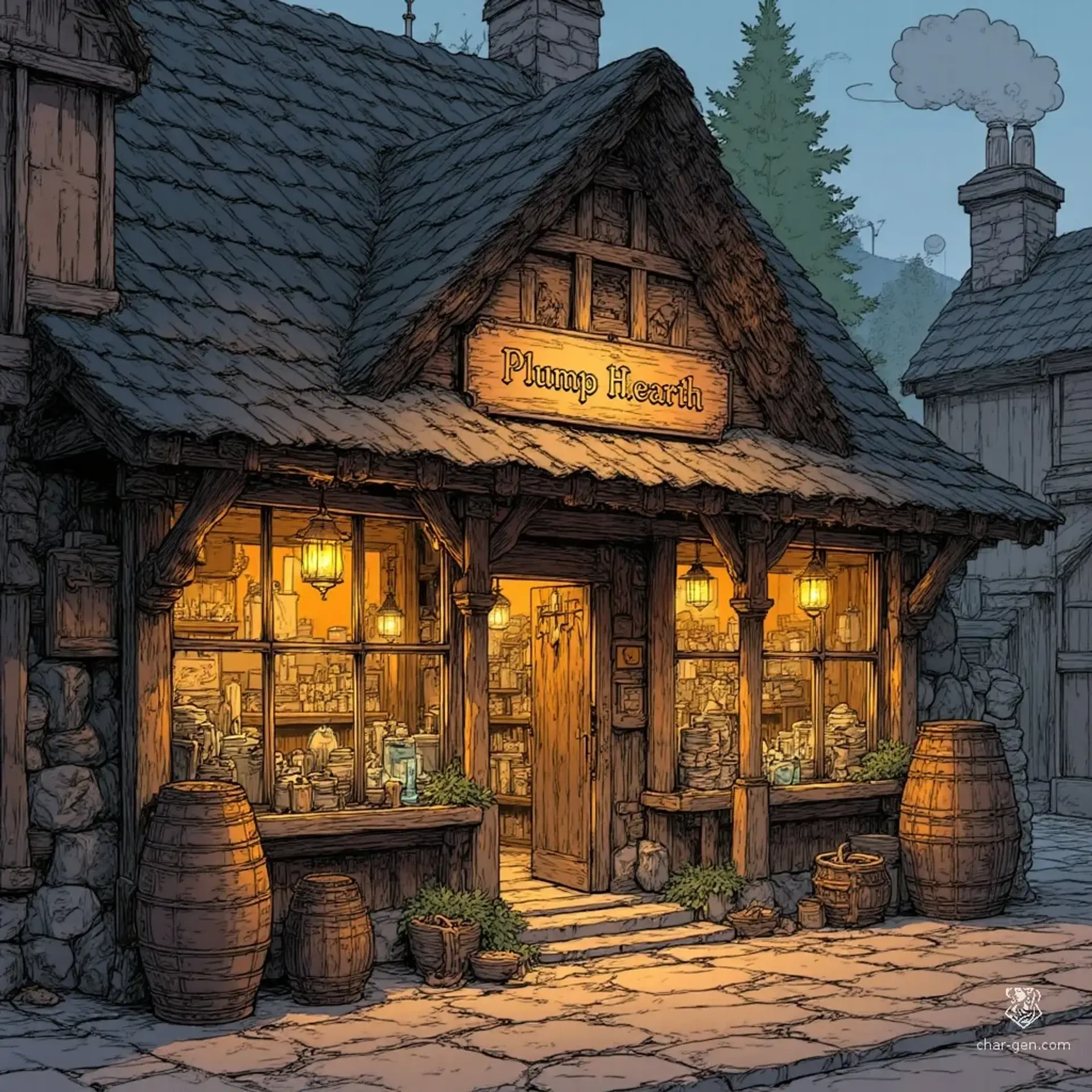The Plump Hearth - AI-generated fantasy Shop