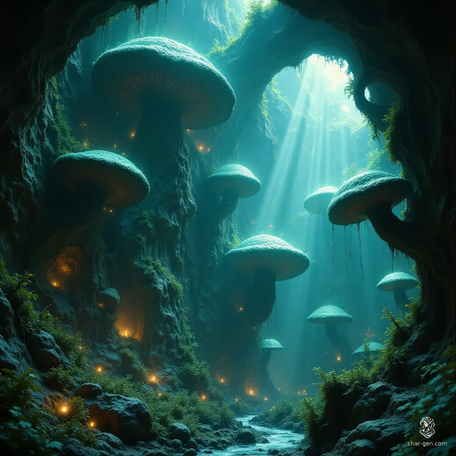 Mycelivar - AI-generated fantasy Settlement