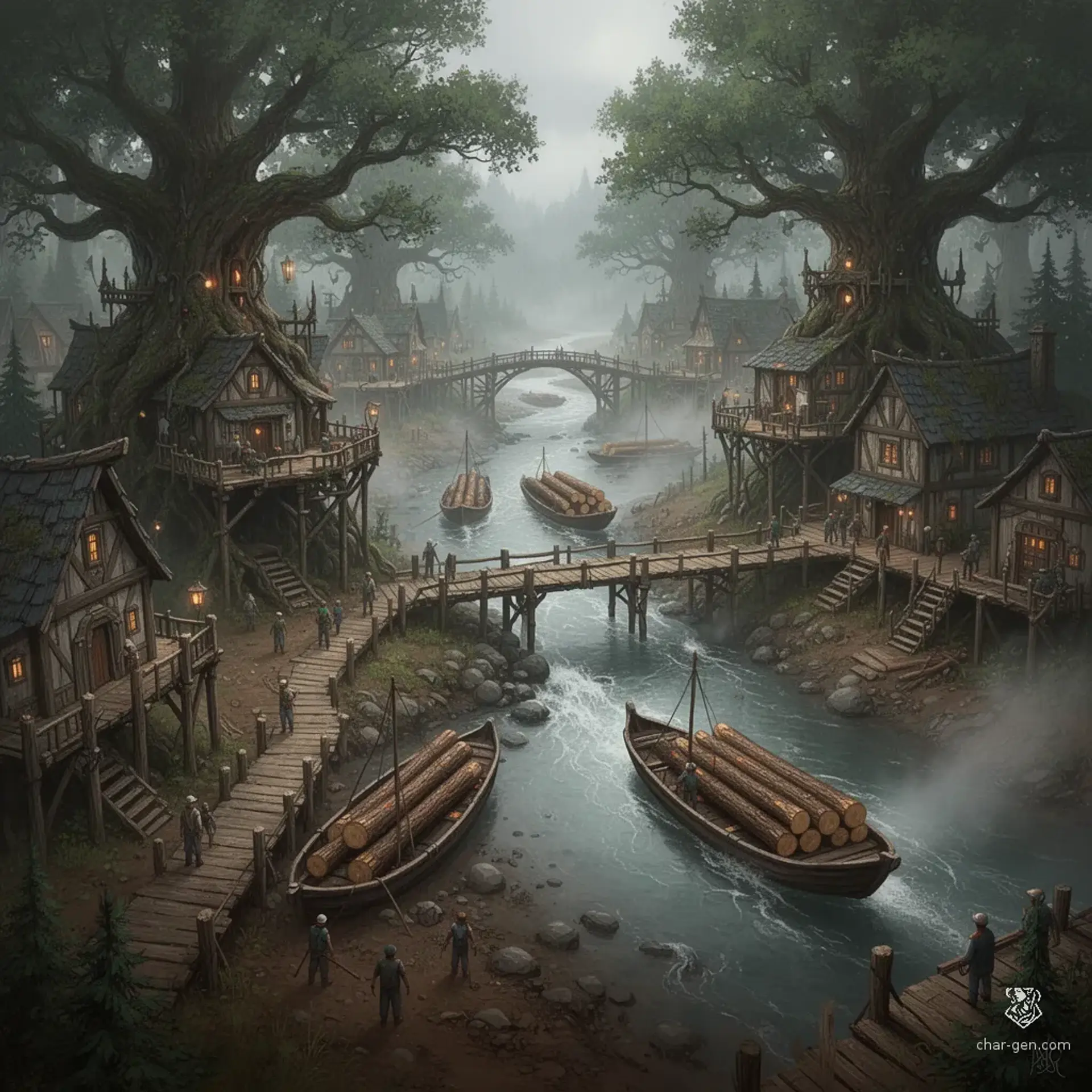 Oakhaven on Ford - AI-generated fantasy Settlement