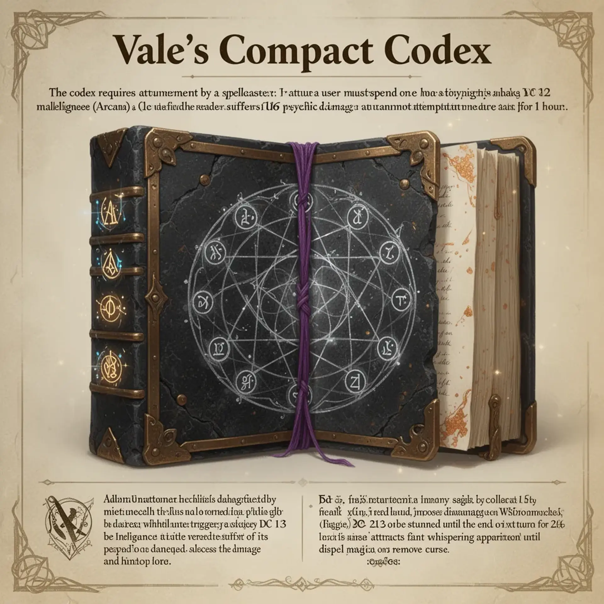 Vale'sa Compact Codex - AI-generated fantasy Spellbook