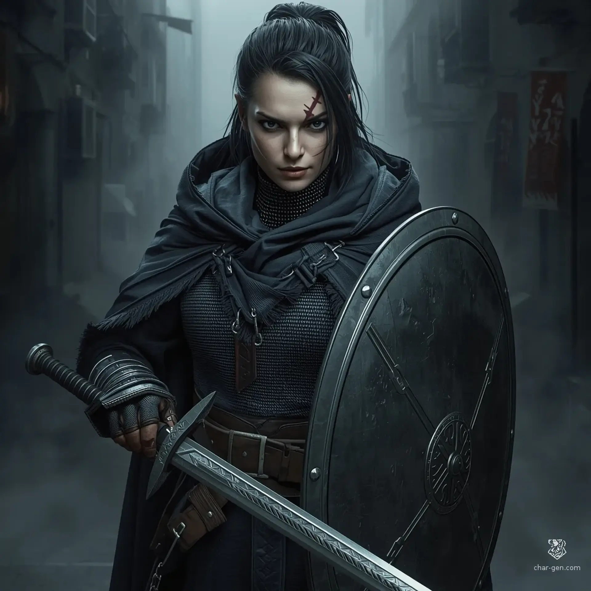 Alinna Darkmane - AI-generated fantasy Character