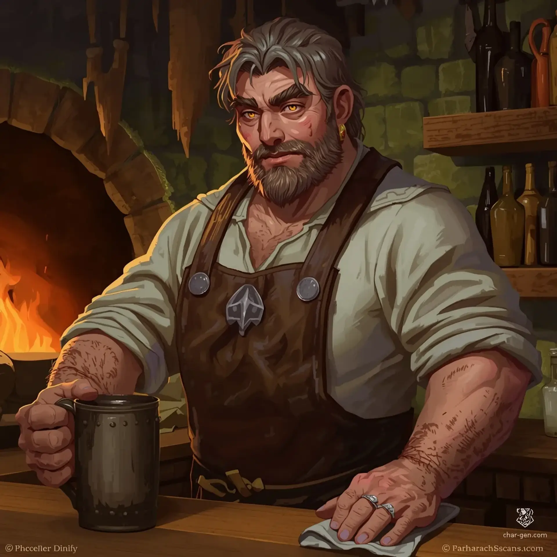 The Moss-Covered Hearth - AI-generated fantasy Tavern