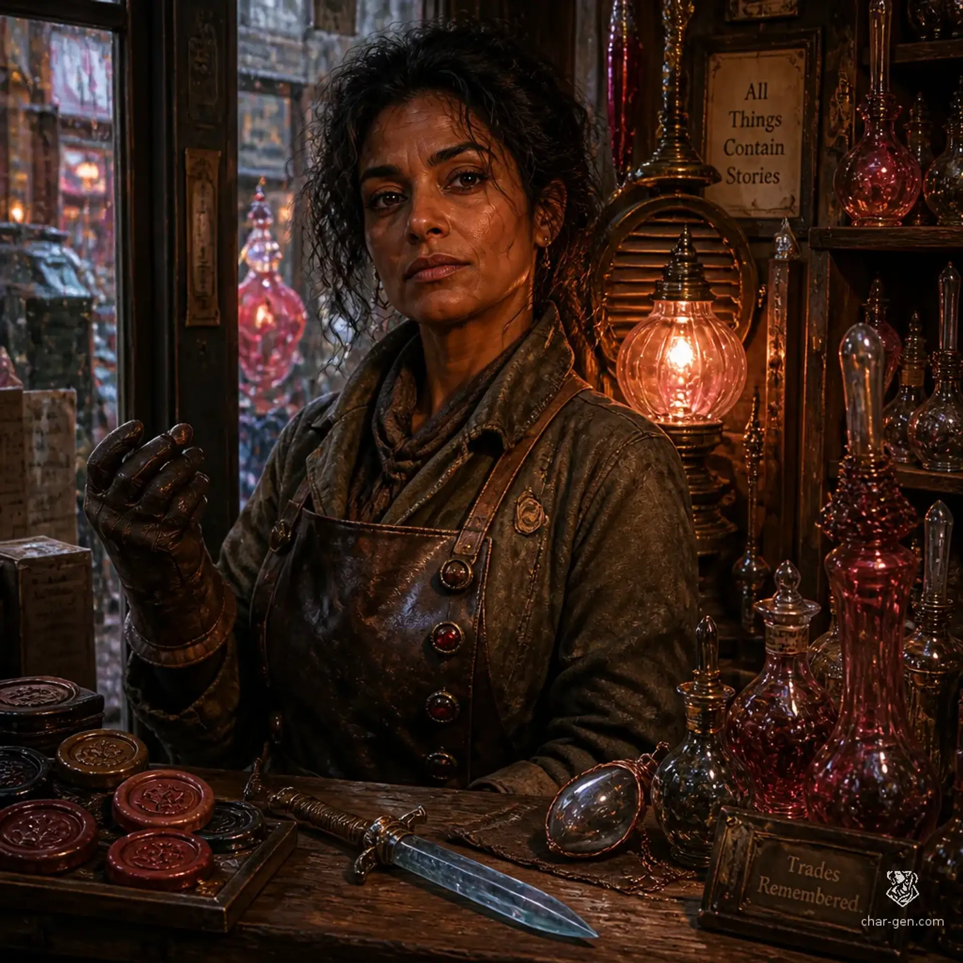 Sableglass Curios - AI-generated fantasy Shop