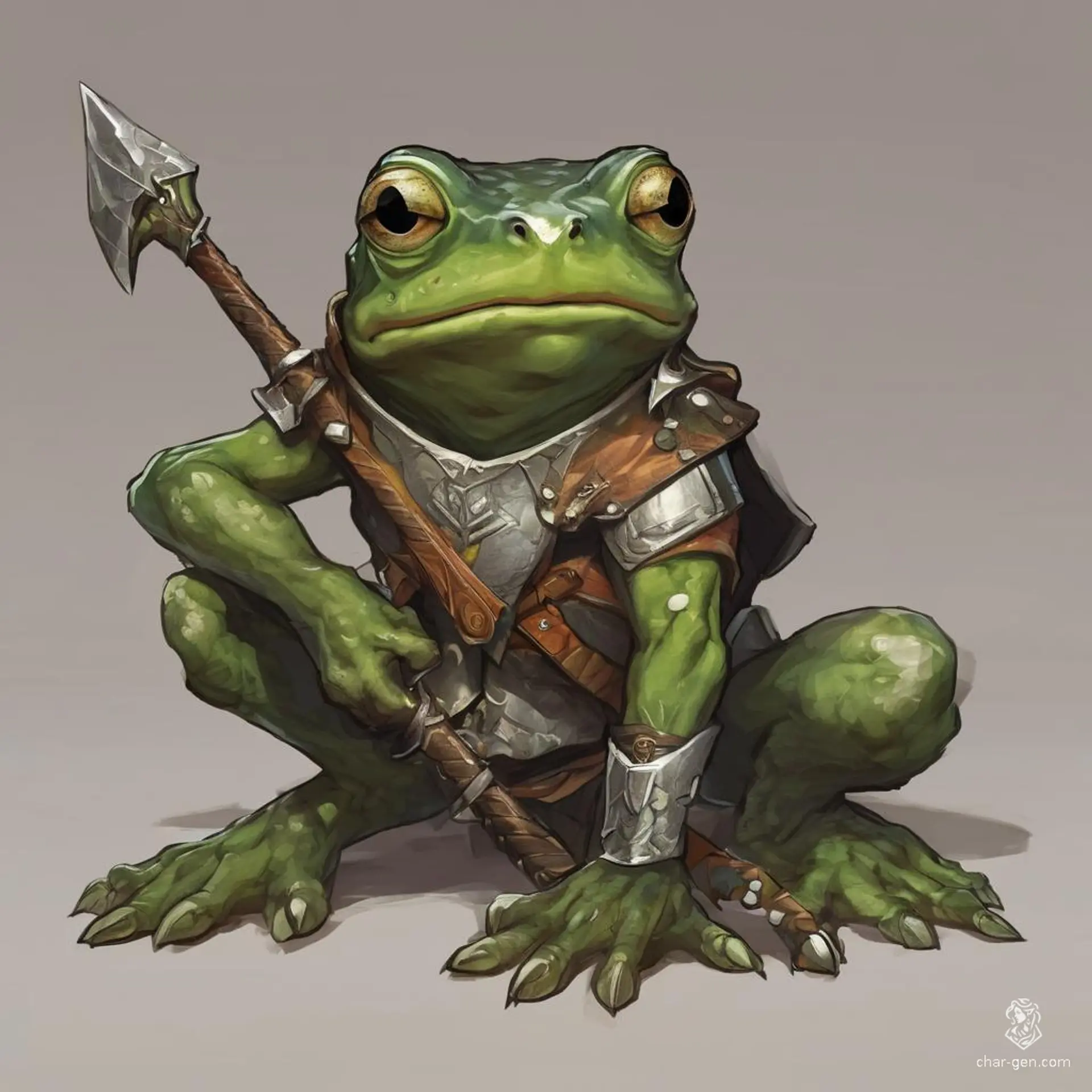 Meet Jax, the friendly Grung paladin, whose thin, vibrant green body reflects the lush jungles he protects. Though unarmored, his unwavering bravery and charisma inspire allies. With a trusty spear in hand and a heart full of compassion, he champions justice for all creatures.