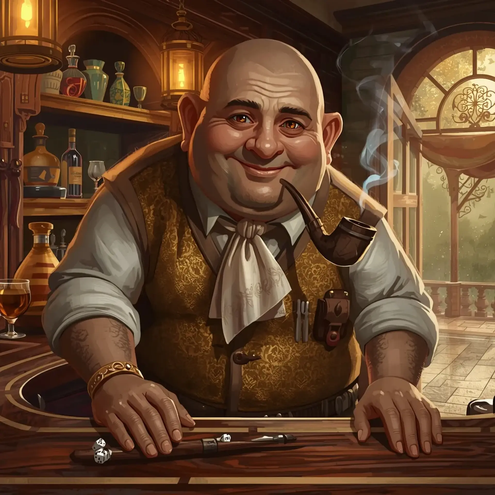 The Pipe and Ivories - AI-generated fantasy Tavern