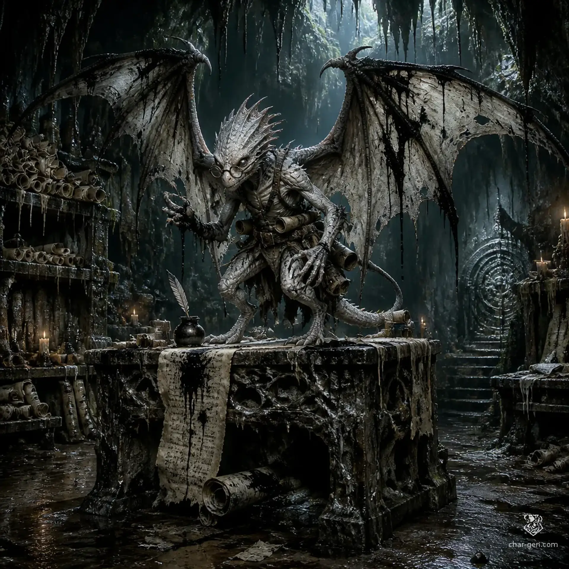 Winged Kobold Scribe | Fantasy Monster Generated by CharGen