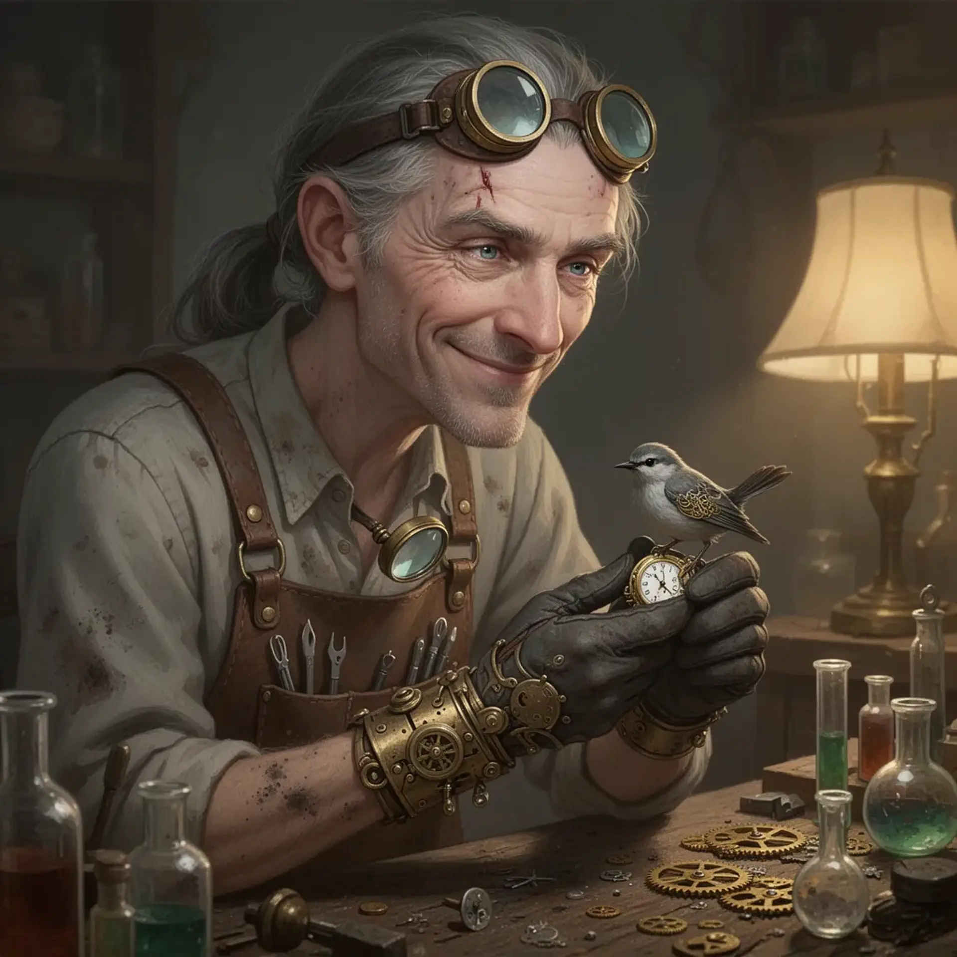 Gideon Cogwright - AI-generated fantasy NPC