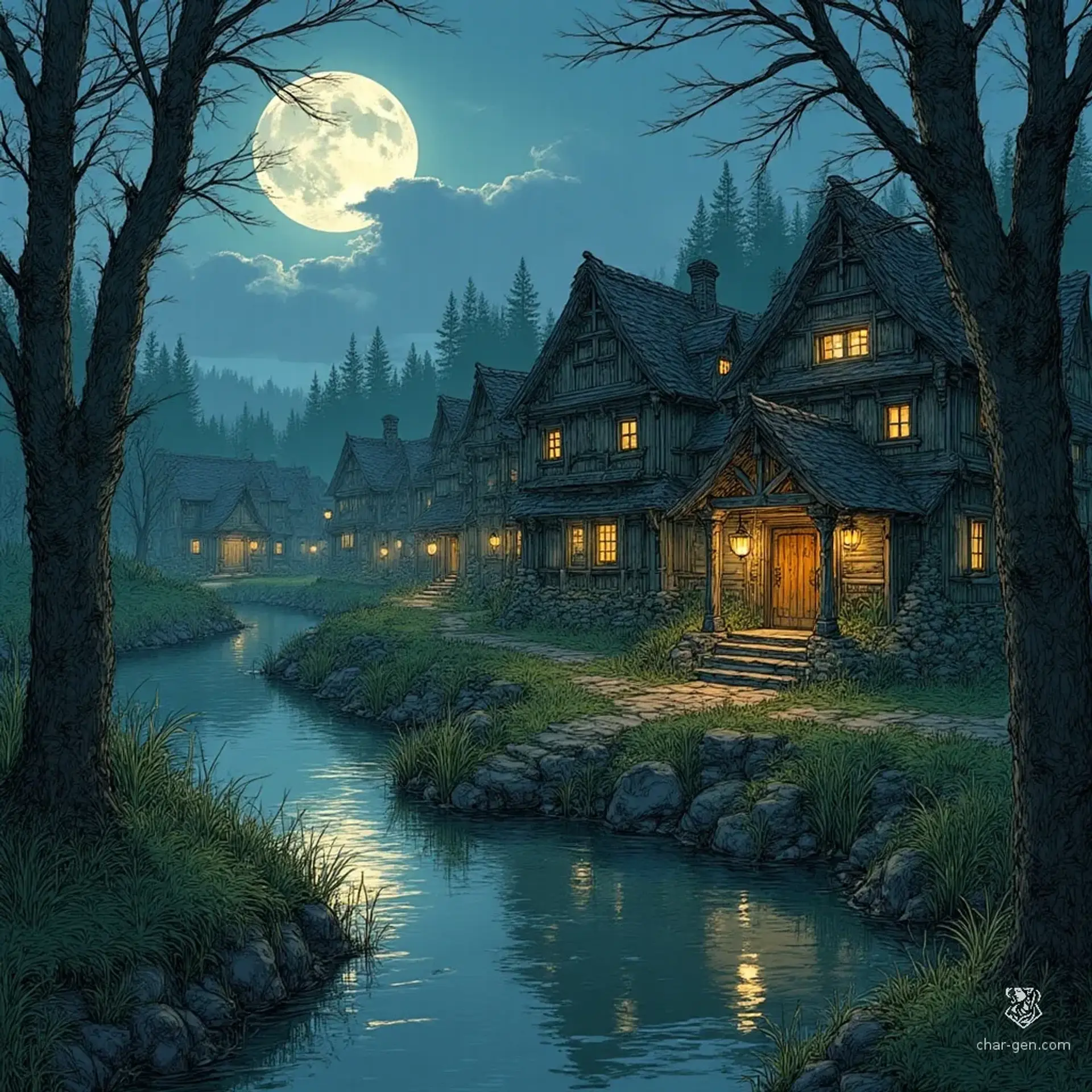 Hollowmere - AI-generated fantasy Settlement