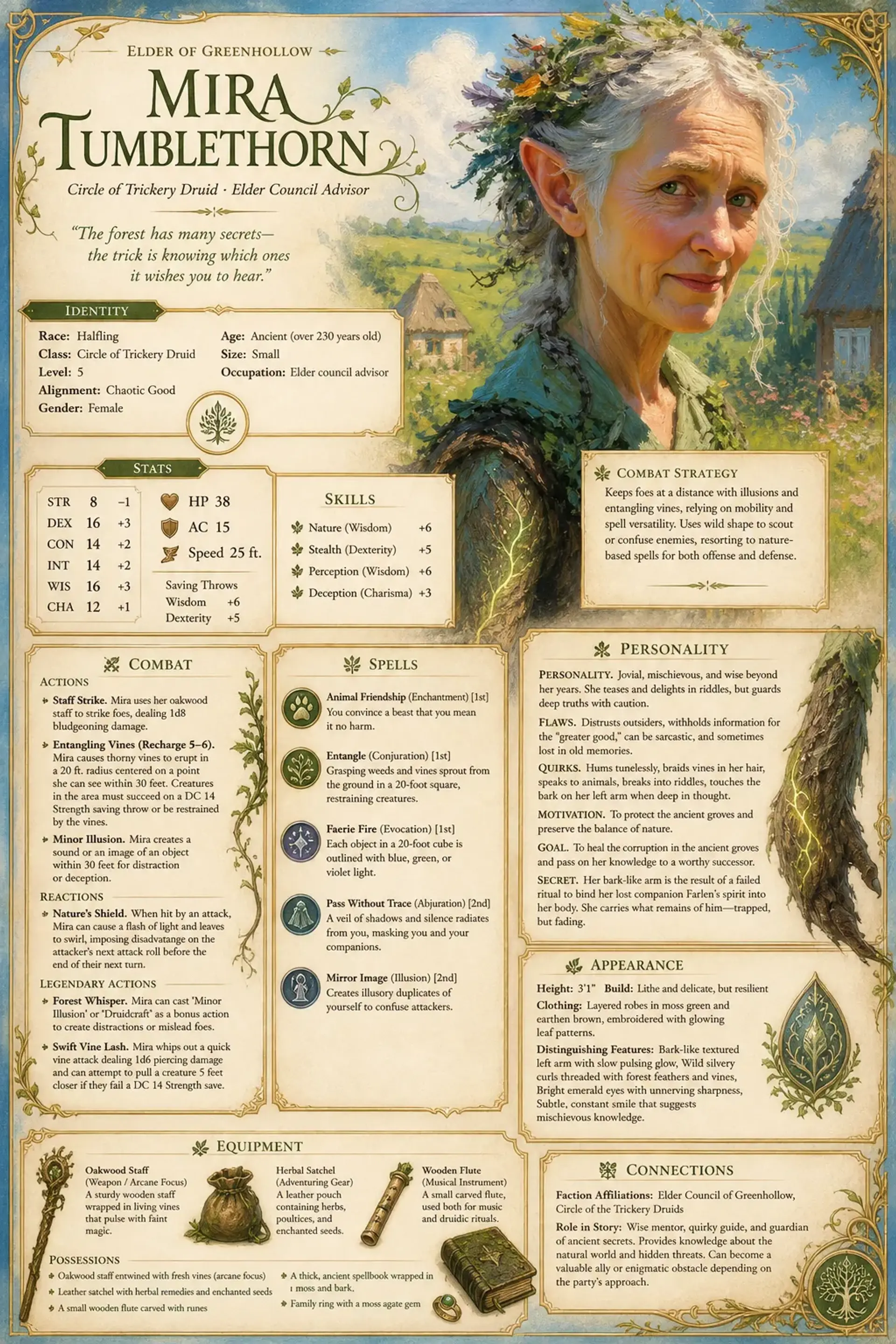 Mira Tumblethorn - AI-generated fantasy NPC