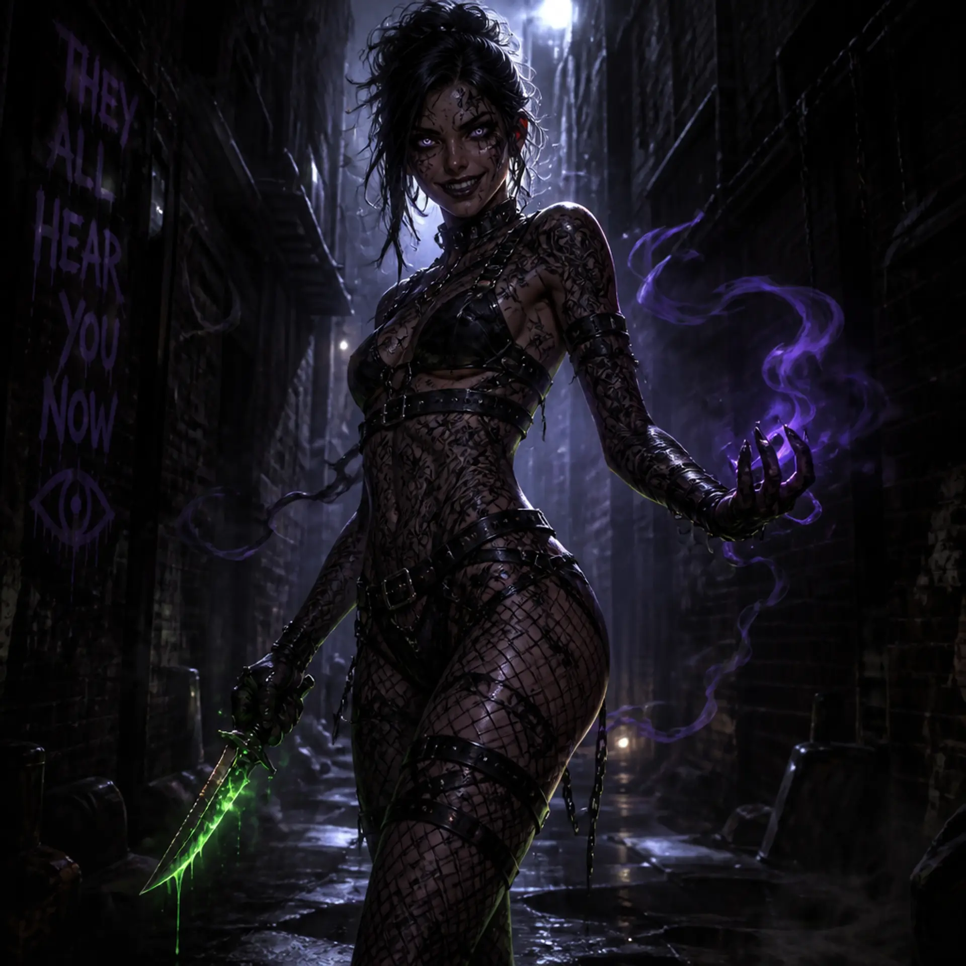 Vespera 'The Black Stitch' Vane - AI-generated fantasy Character