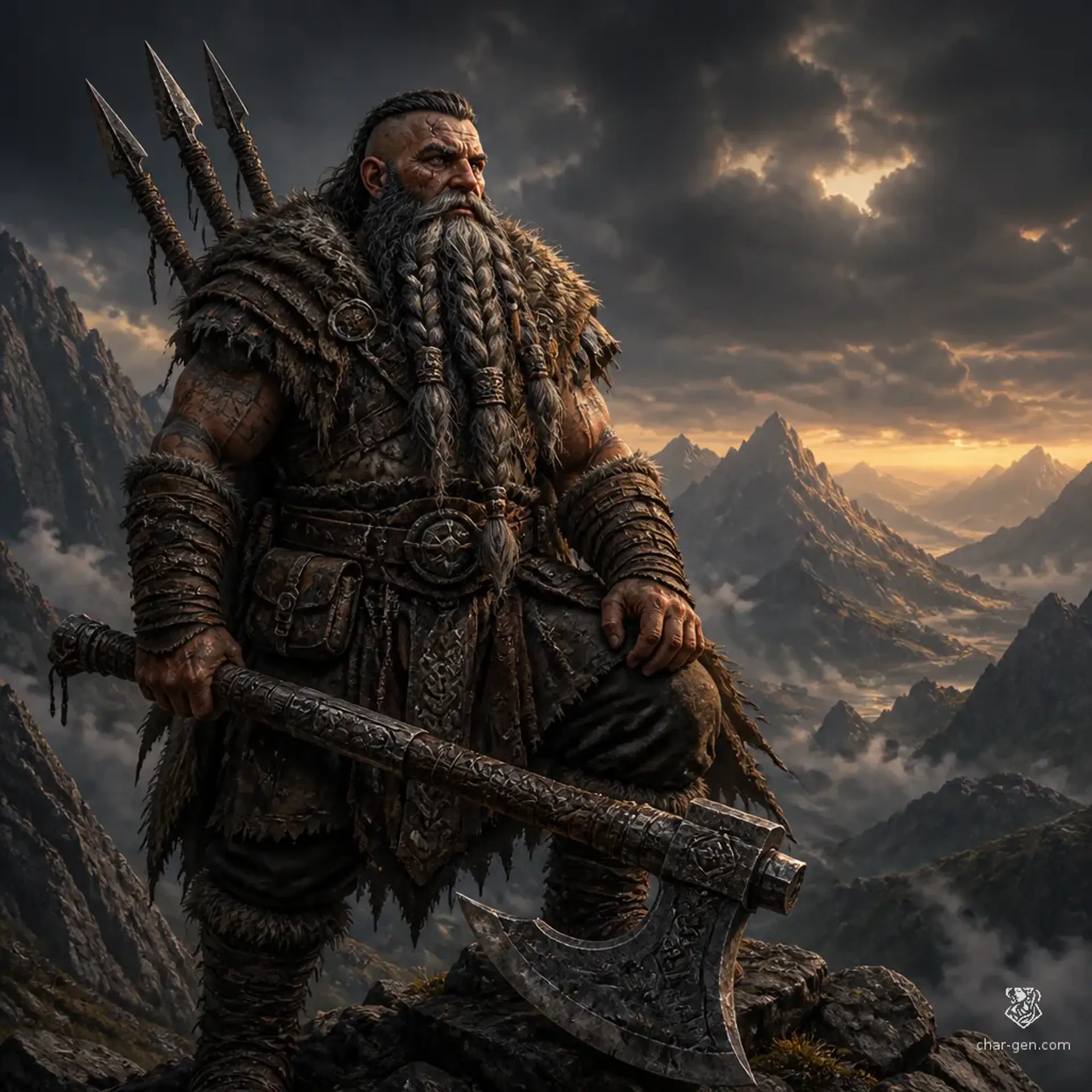 Brom Stonevein - AI-generated fantasy Character