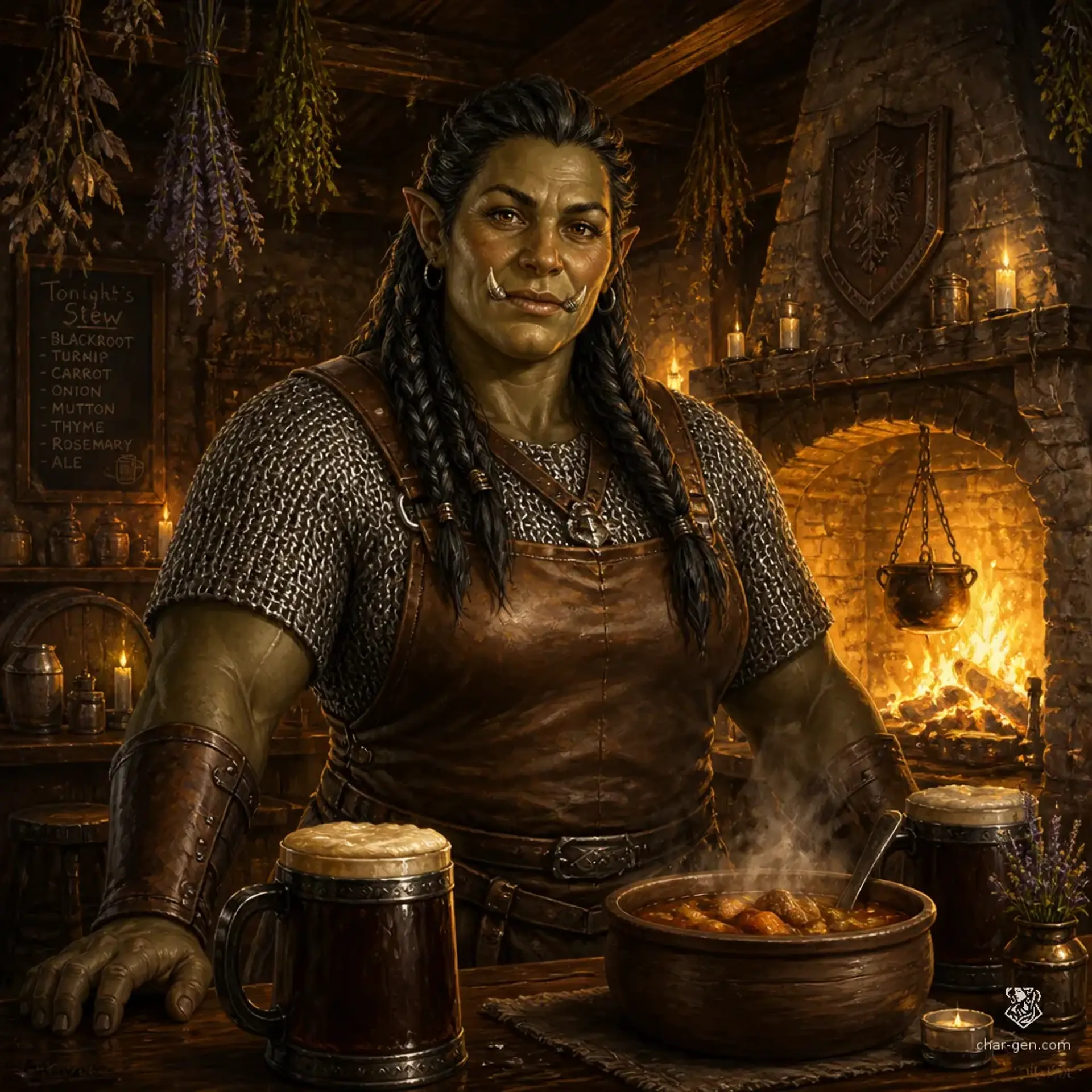 The Hearth's Embrace - AI-generated fantasy Tavern