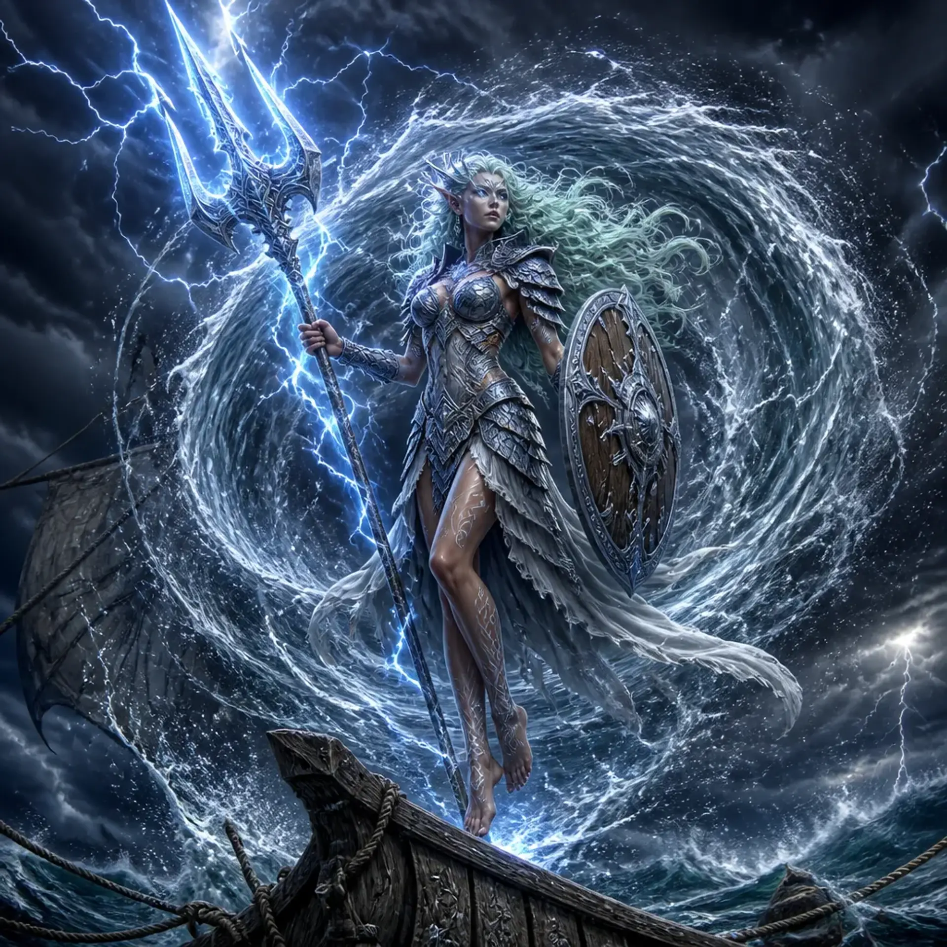 Elowen Tidecaller - AI-generated fantasy Character