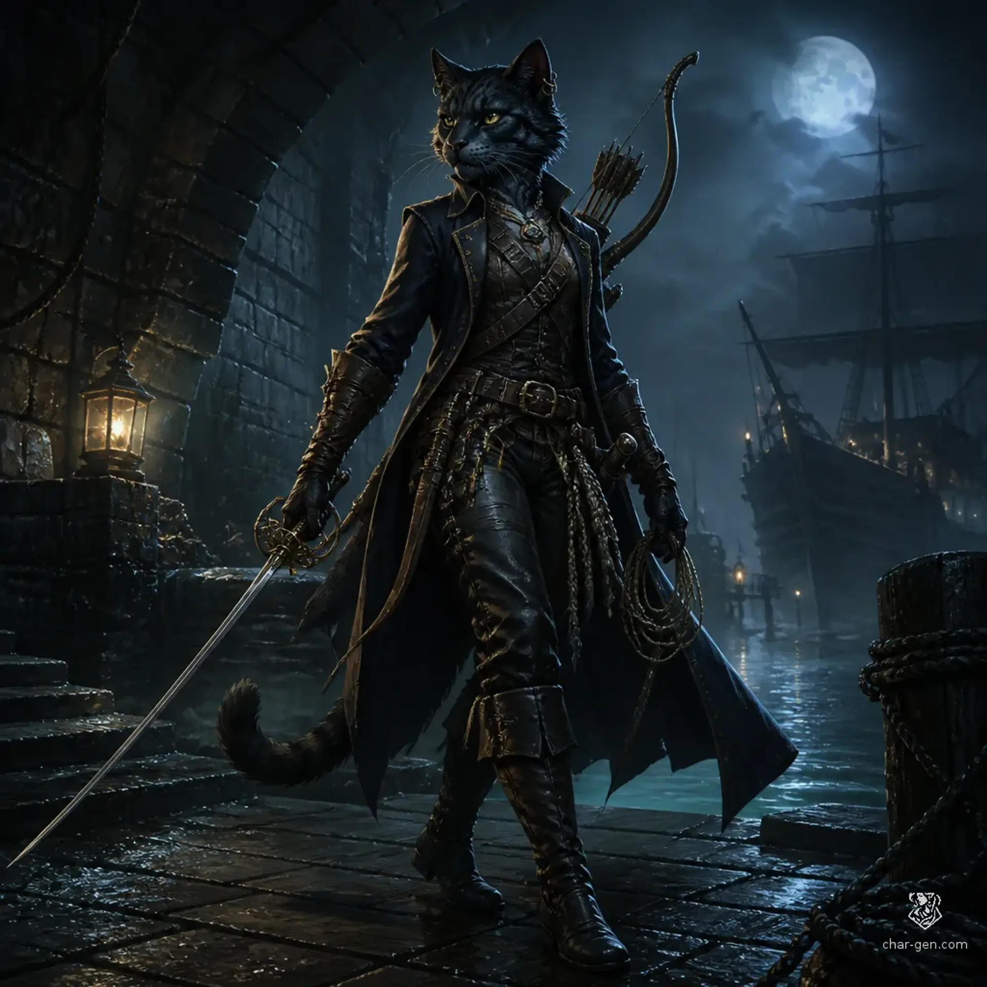 Inky Shadow of the Shaded River - AI-generated fantasy Character