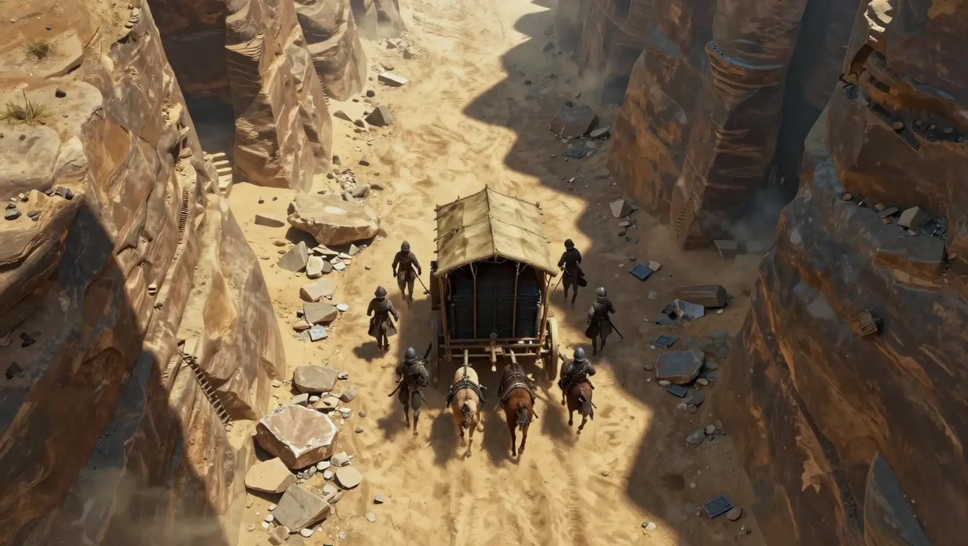 Ambush in the Sandstone Wash - AI-generated fantasy Encounter