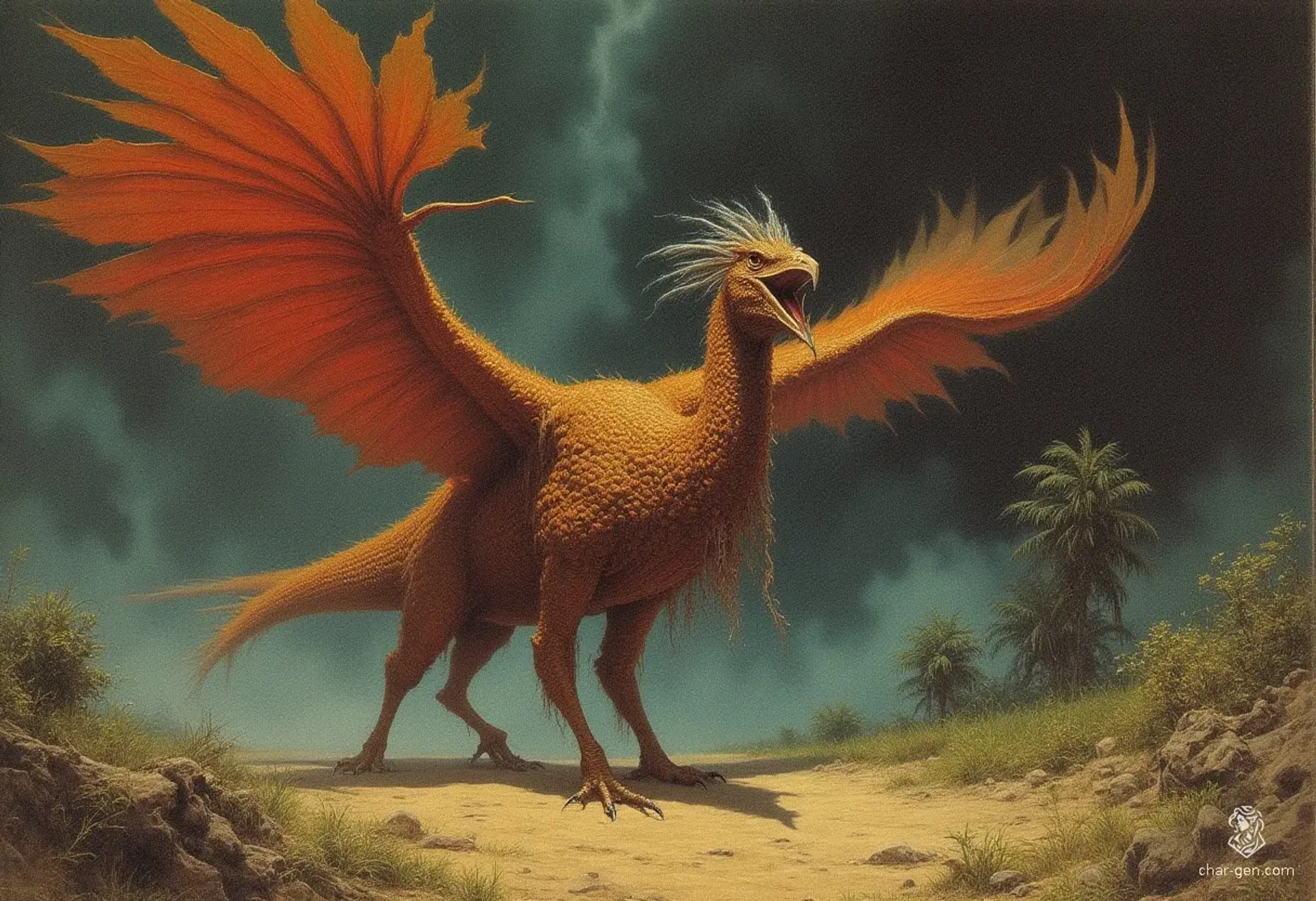 The Quetzalcoatlus is a massive prehistoric pterosaur with a wingspan over 30 feet, featuring a long, pointed beak and elongated neck. Its distinctive copper-skinned texture contrasts sharply, making this colossal, bird-like predator both awe-inspiring and formidable in flight.