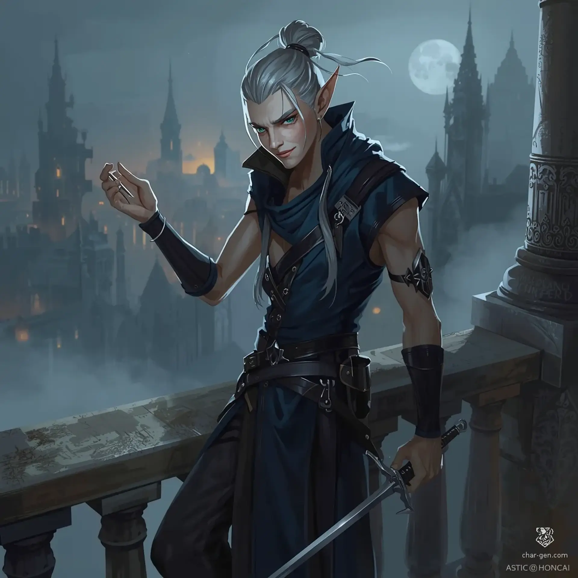 Vaelen Siannodel - AI-generated fantasy Character