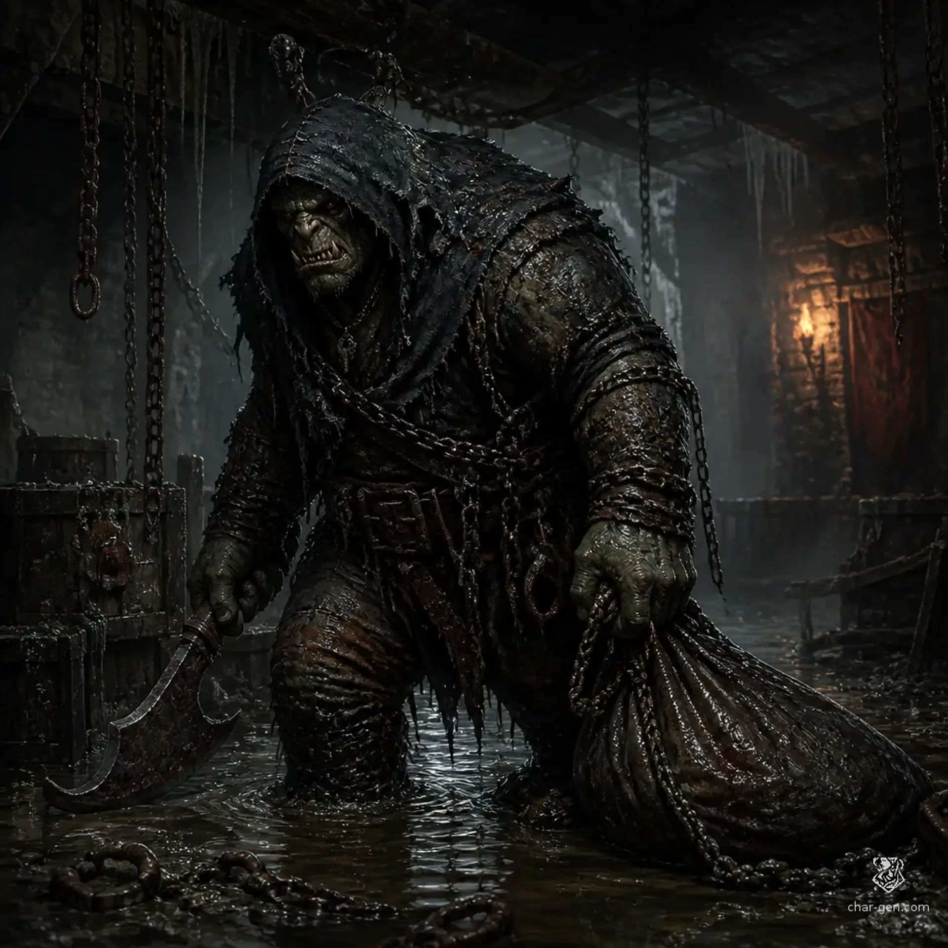 Shadow-Touched Orc Marauder - AI-generated fantasy Monster
