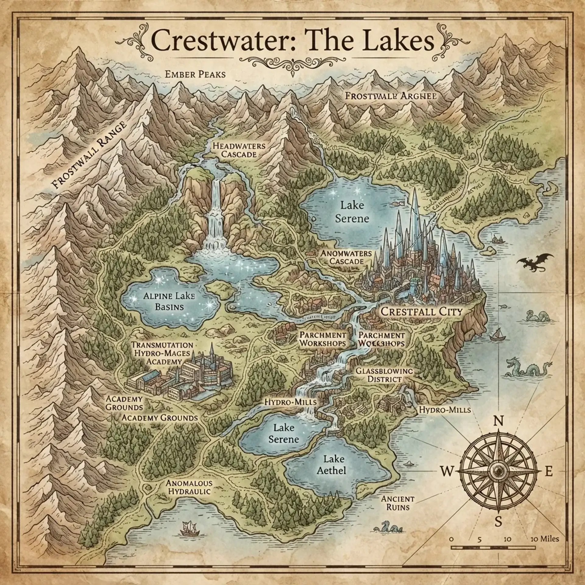 Duchy of Crestwater - AI-generated fantasy Region