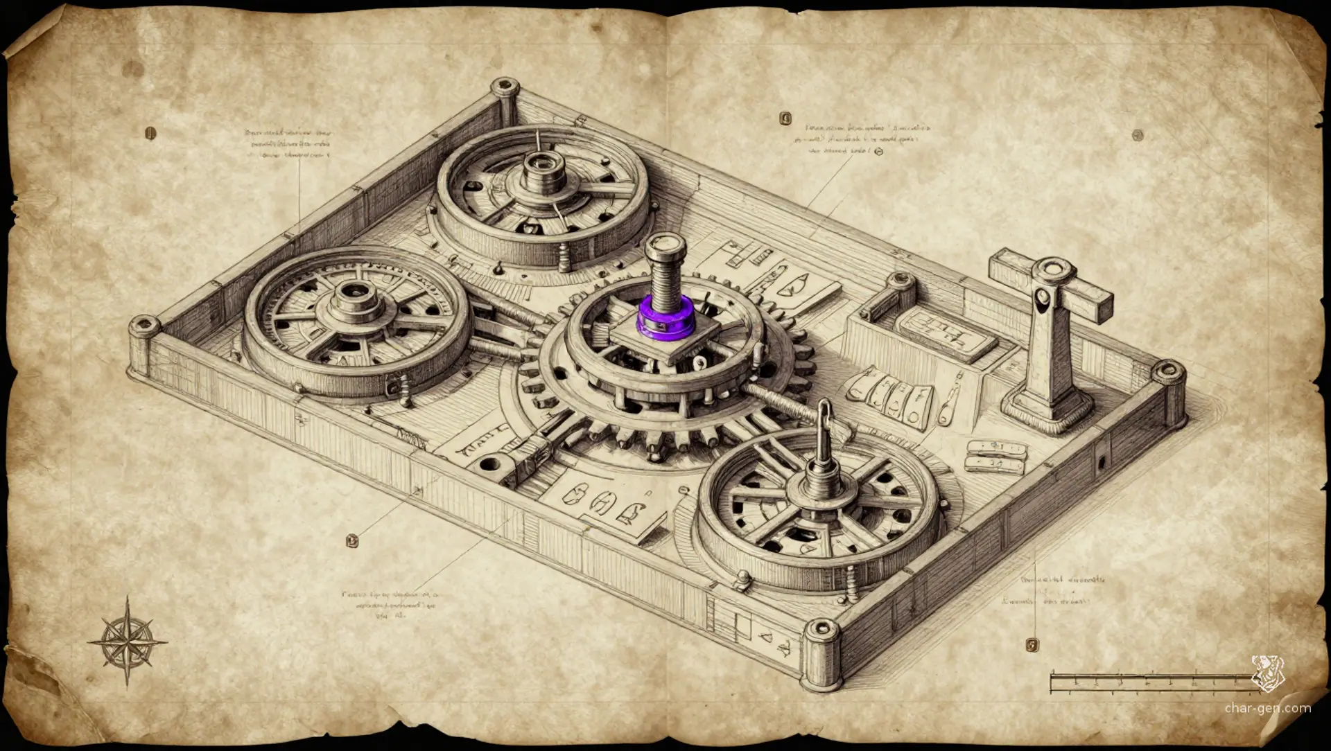 The Chromatic Crank-Lock - AI-generated fantasy Puzzle