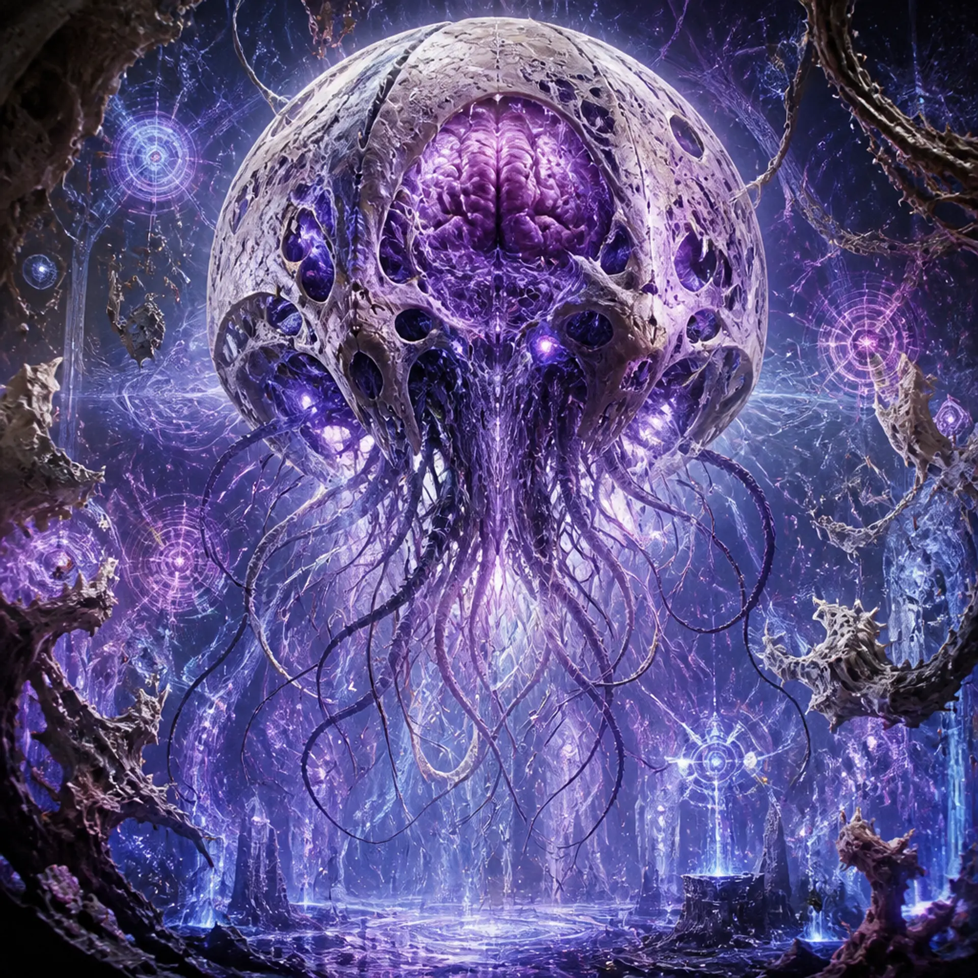 Vhalis, the Living Psionic Cortex - AI-generated fantasy Monster