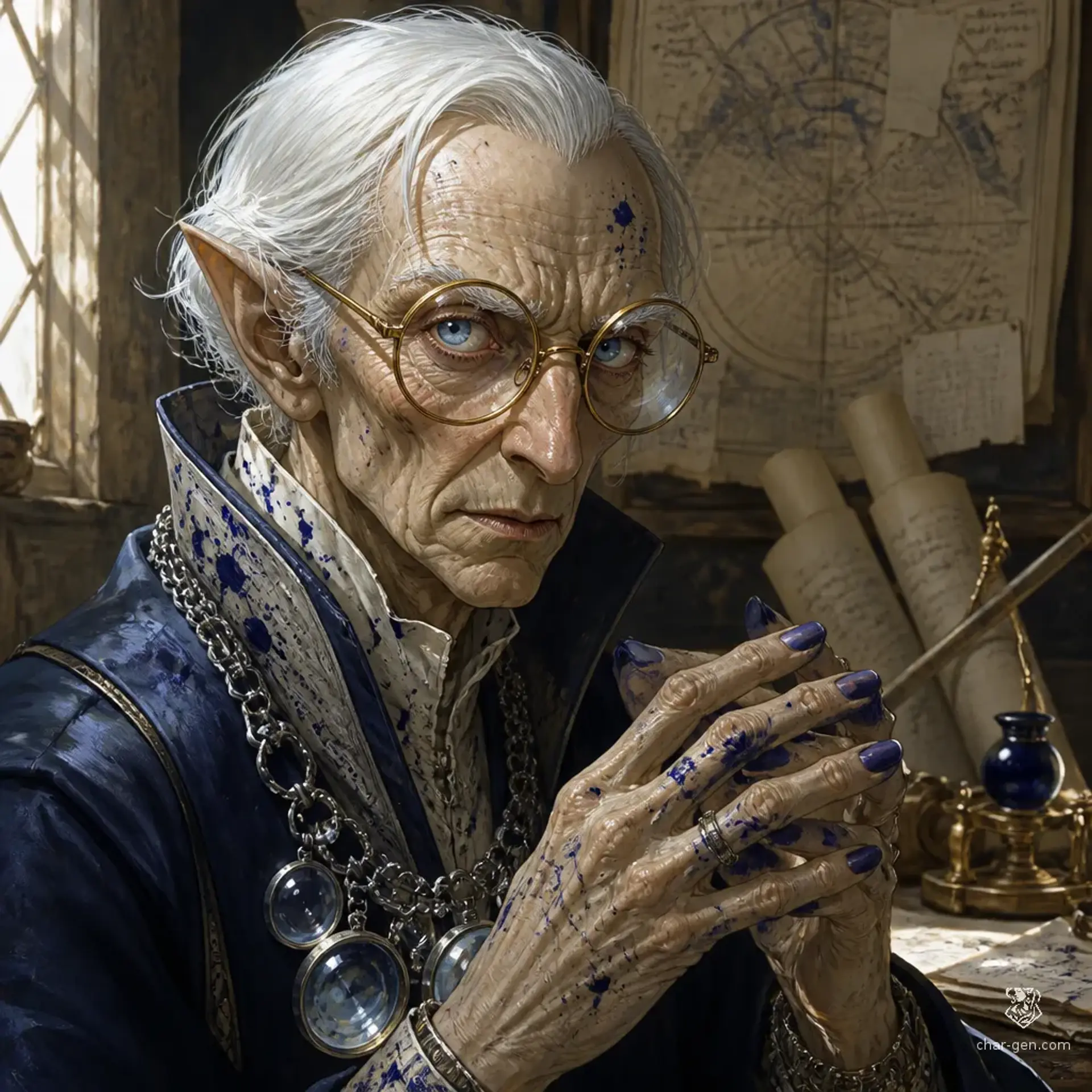 Master Elvinor Sunscribe - AI-generated fantasy NPC