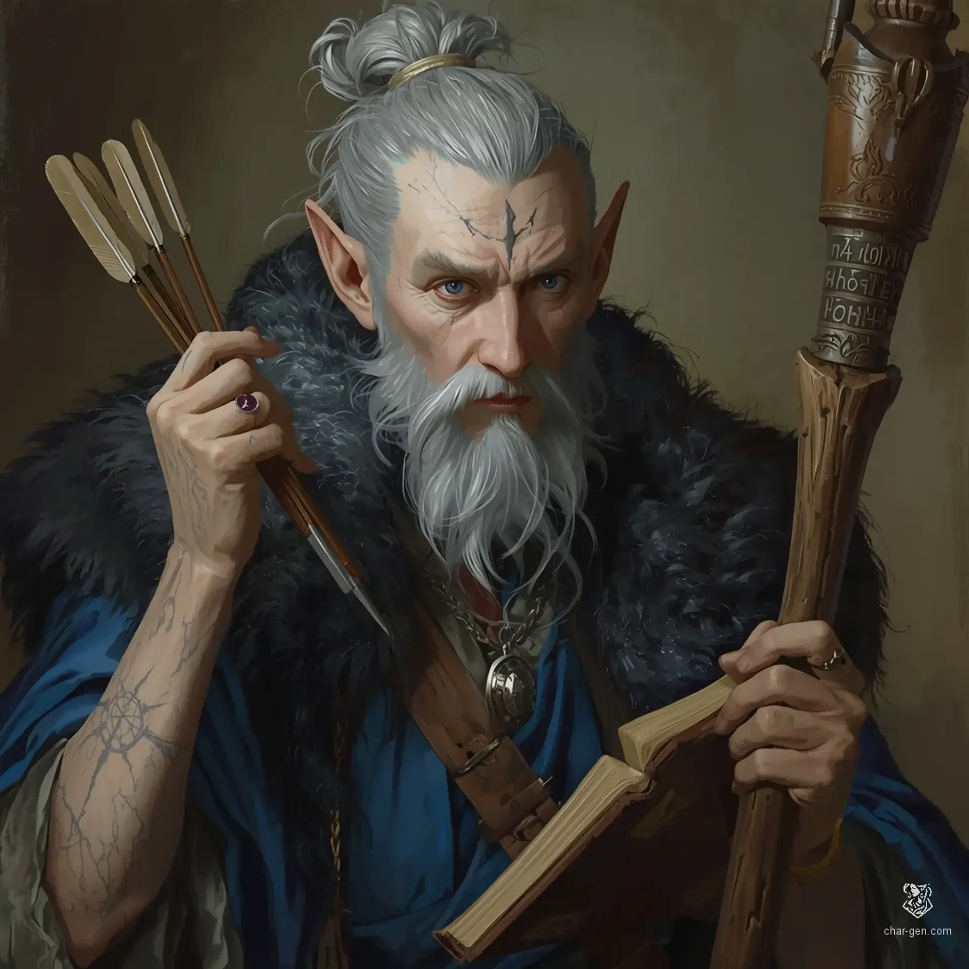 Master Thalric 'Ink-Stained' Valerius - AI-generated fantasy NPC