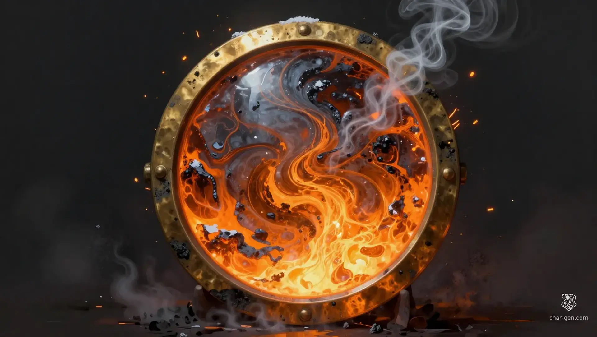 Cinder-Glass Shield - AI-generated fantasy Magic Item