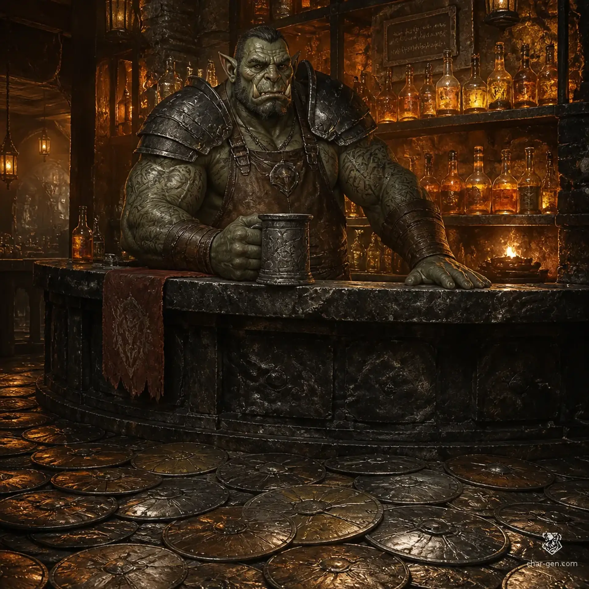 The Scarred Saloon - AI-generated fantasy Tavern