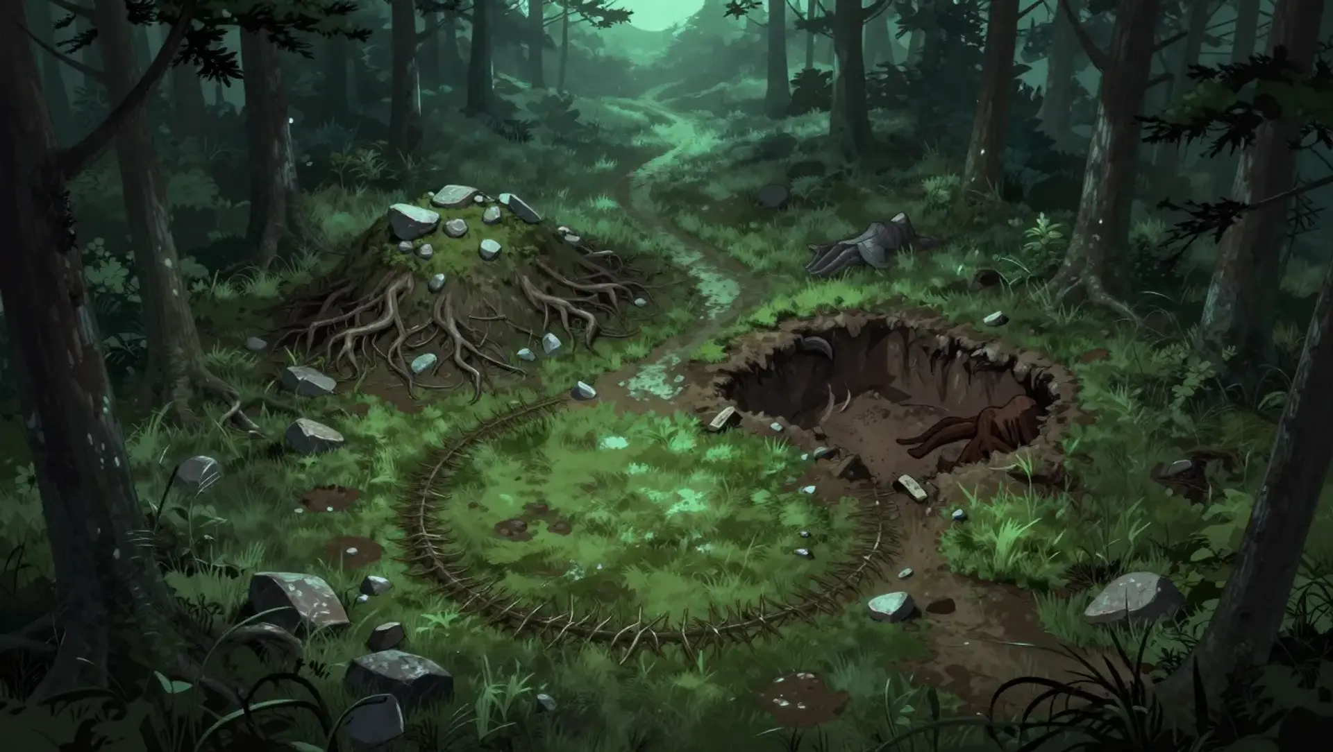 Bury the Dead or Stay in the Clearing - AI-generated fantasy Encounter