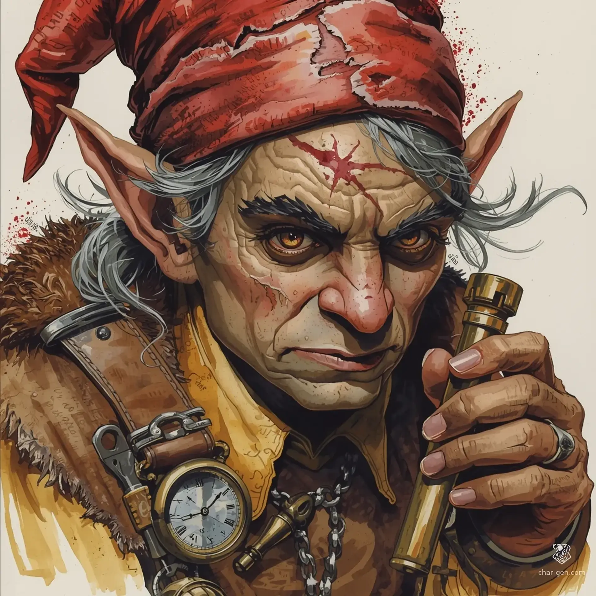Rhyston Redcap Fiddlefen - AI-generated fantasy NPC