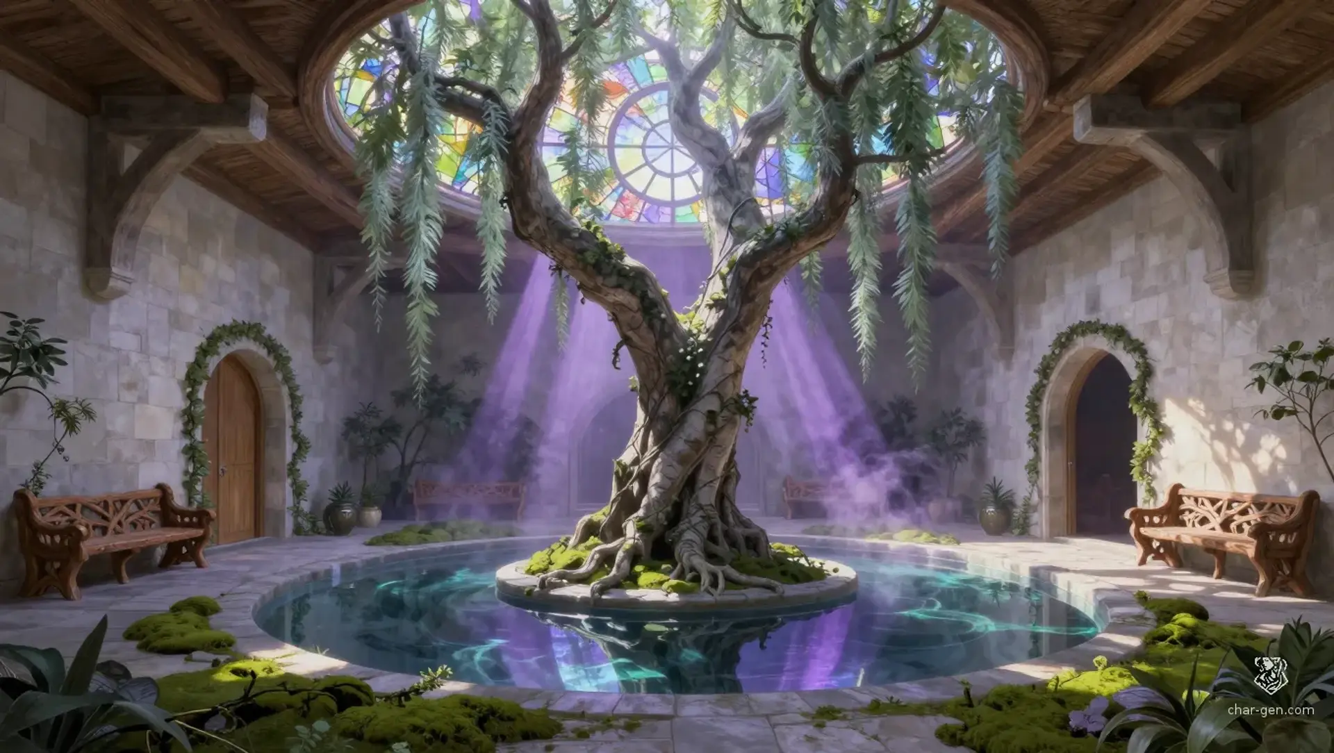 The Willow Grove Temple - AI-generated fantasy Building