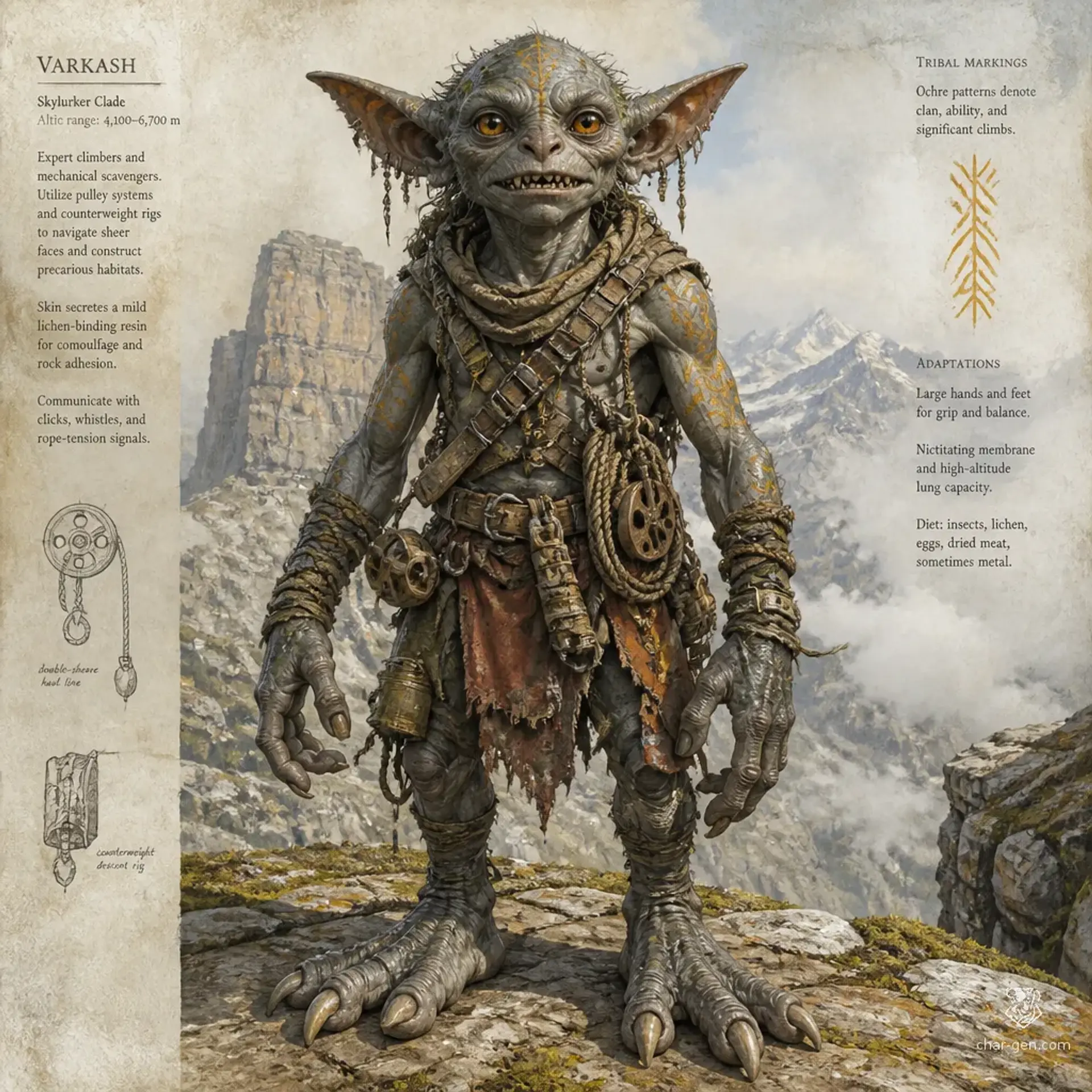 Crag-Kith (Mountain Goblin) - AI-generated fantasy Species