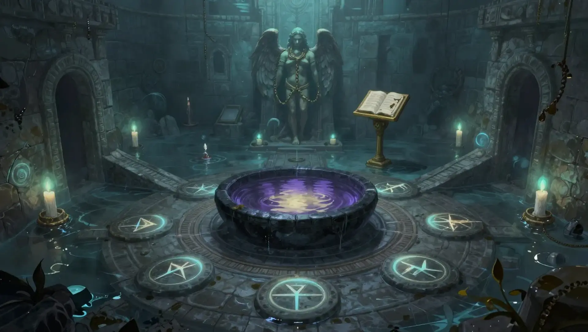 The Drowned Litany of Twin Sleepers - AI-generated fantasy Puzzle
