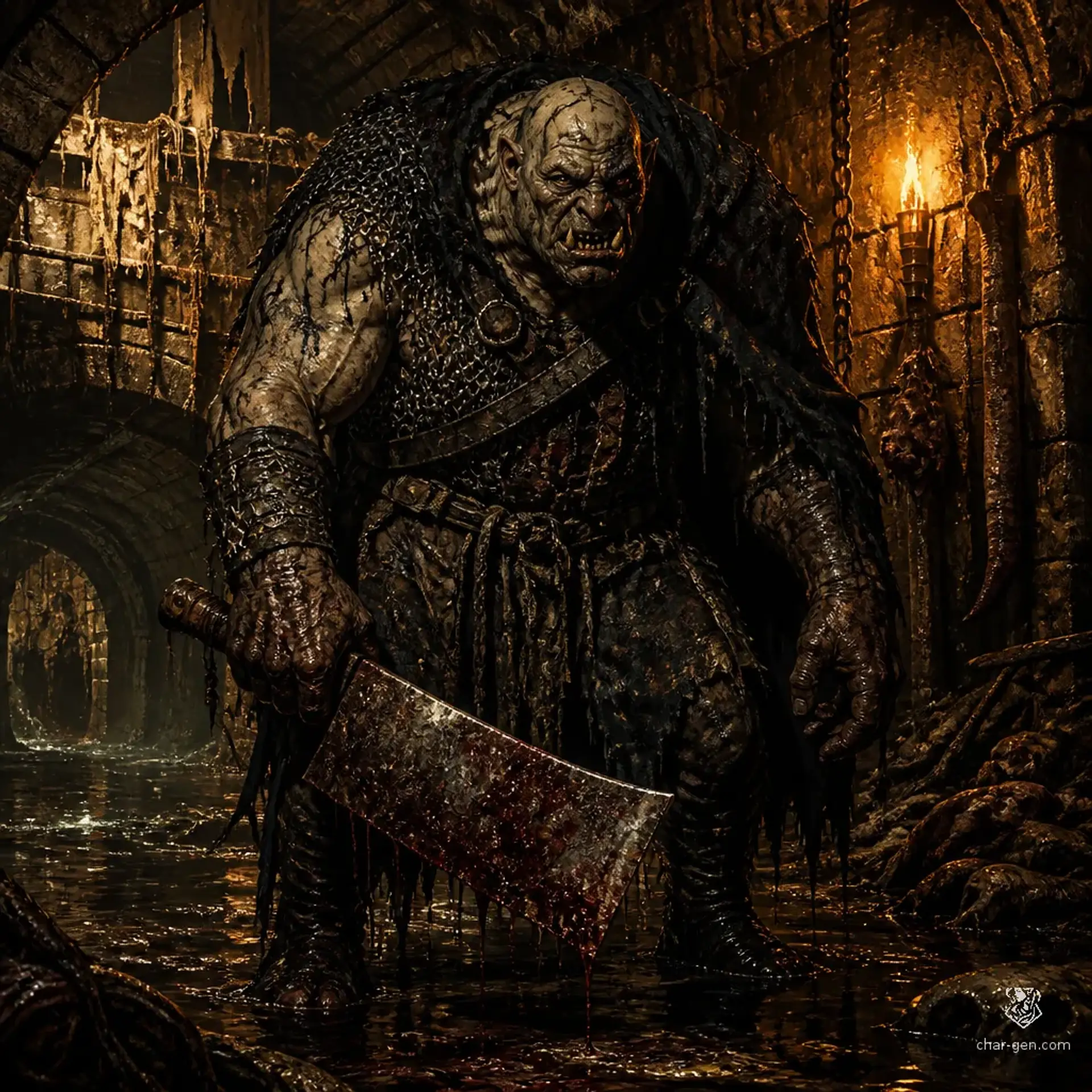Shadow Touched Orc Ravager - AI-generated fantasy Monster