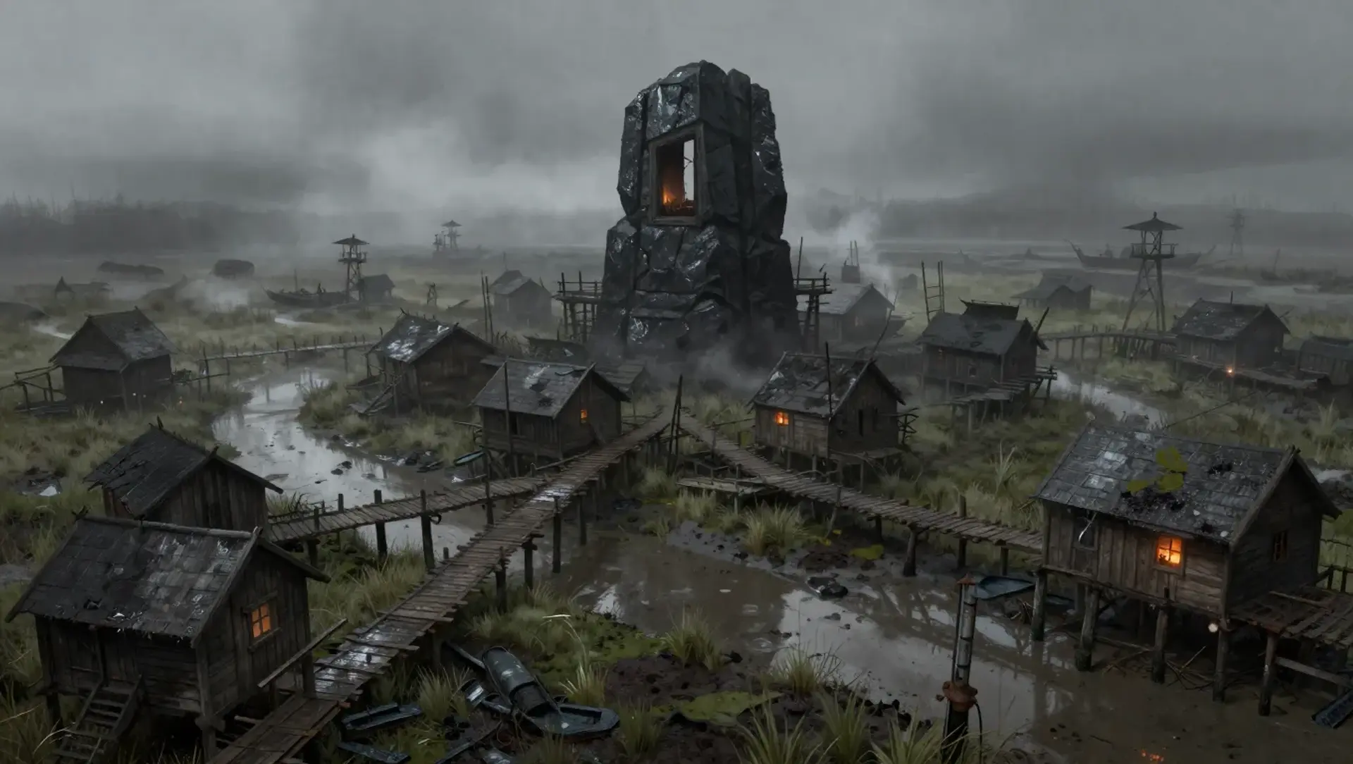 Mire's End - AI-generated fantasy Settlement