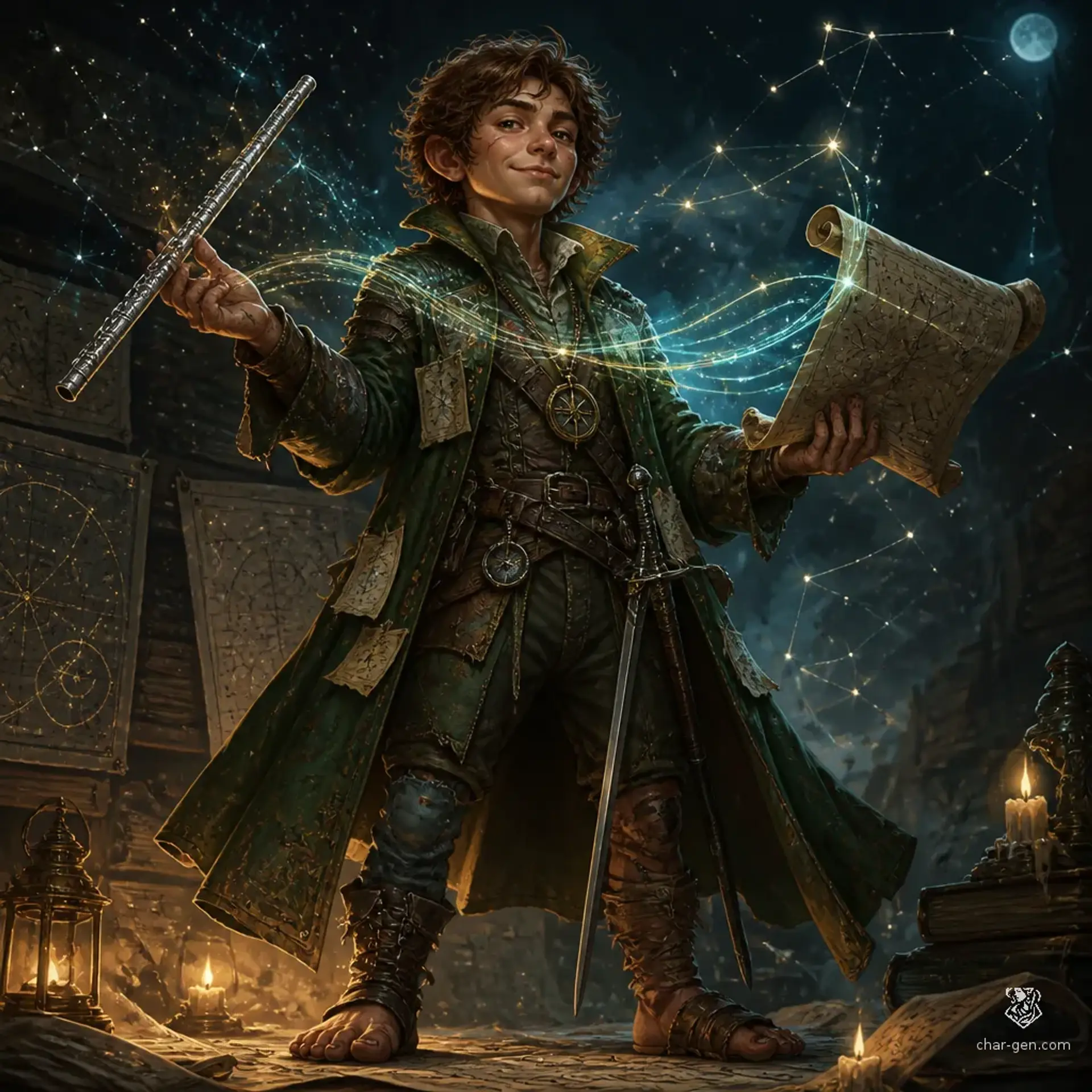 Lysander Lorepluck - AI-generated fantasy Character