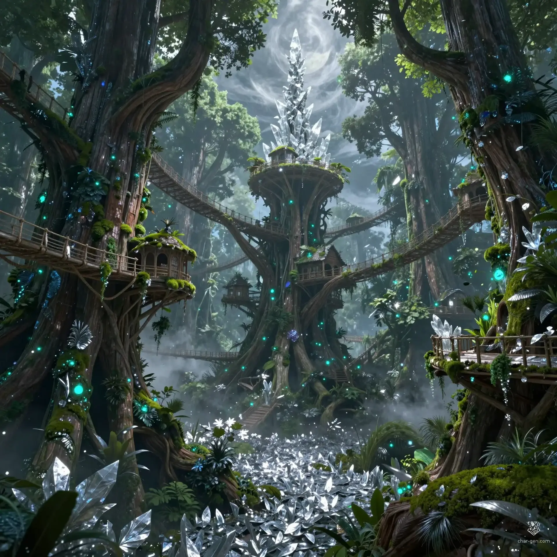 Silveroot Sanctum - AI-generated fantasy Settlement