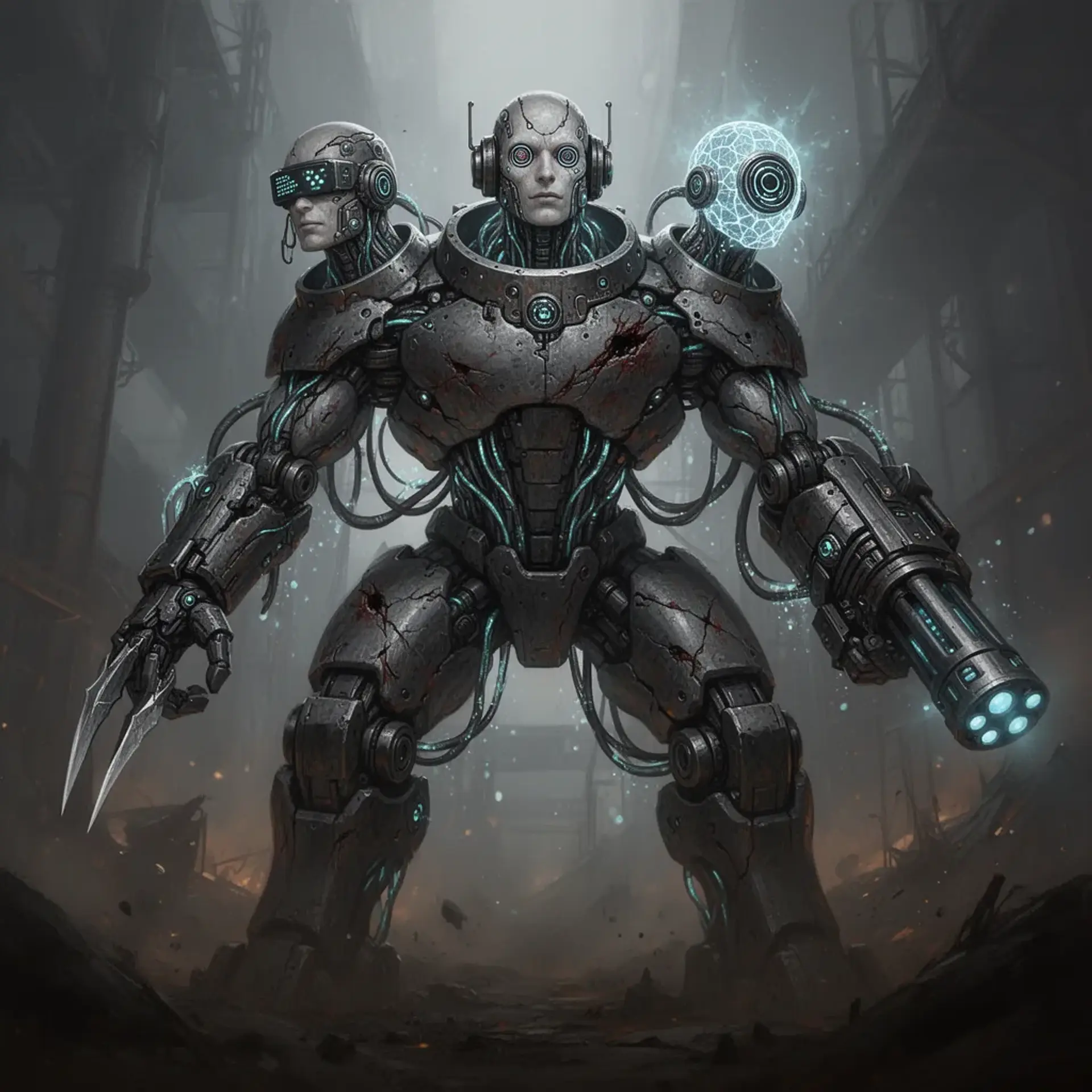 Tricephalic Wardancer - AI-generated fantasy Monster